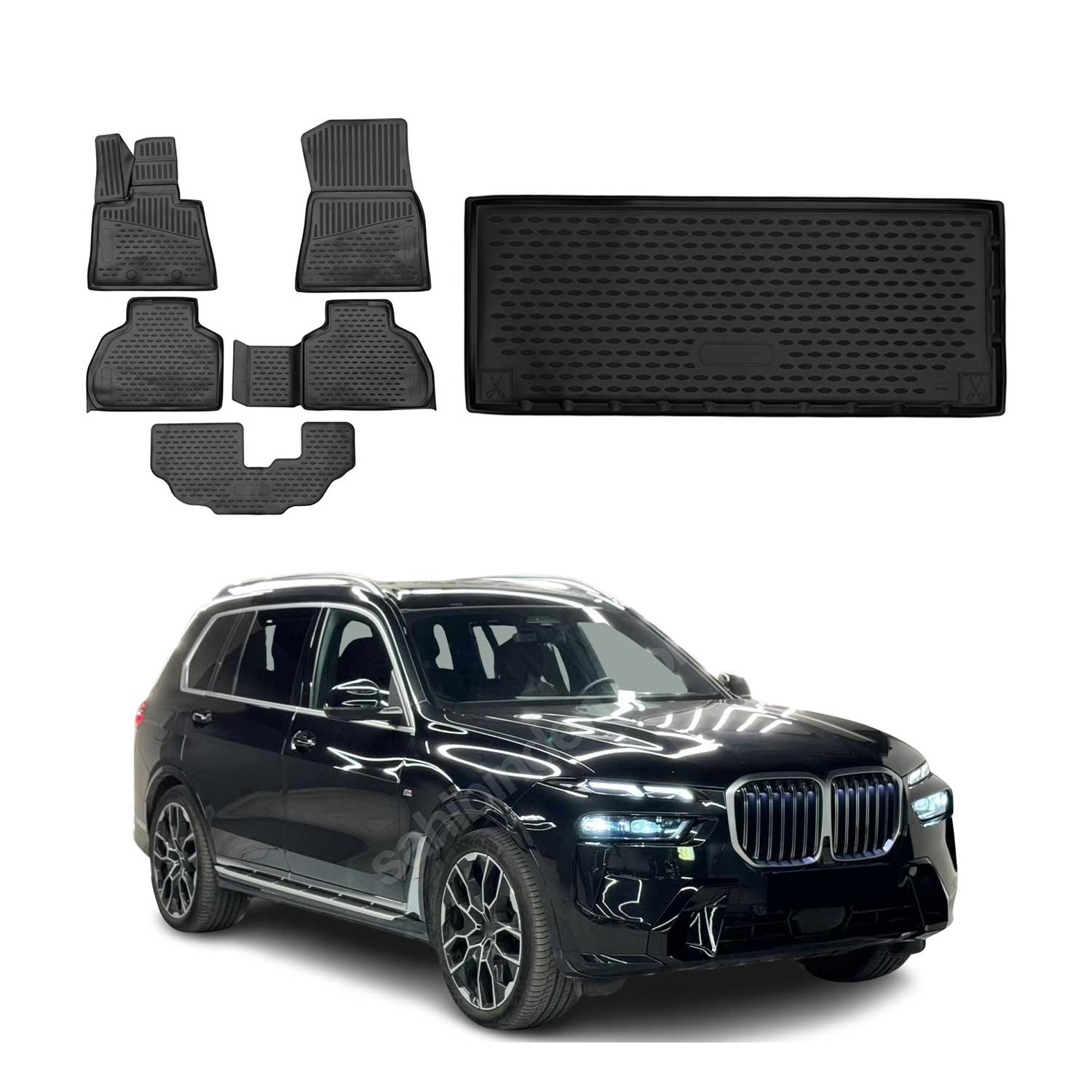 2019-2025 BMW X7 G07 Floor Mats & Cargo Liner Full Set All Weather Black
