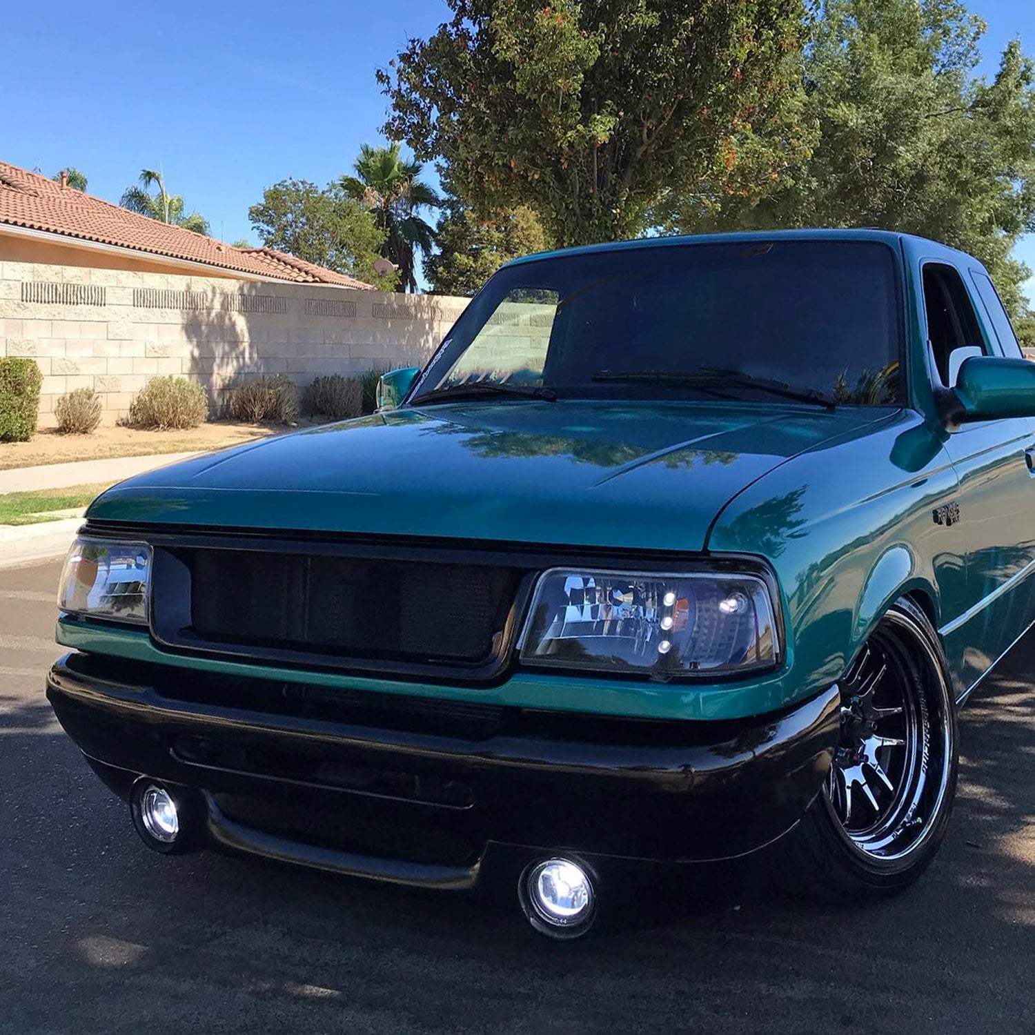 1993-1997 Ford Ranger Factory V2 Headlights w/Corner Lights Matt Black/Clear