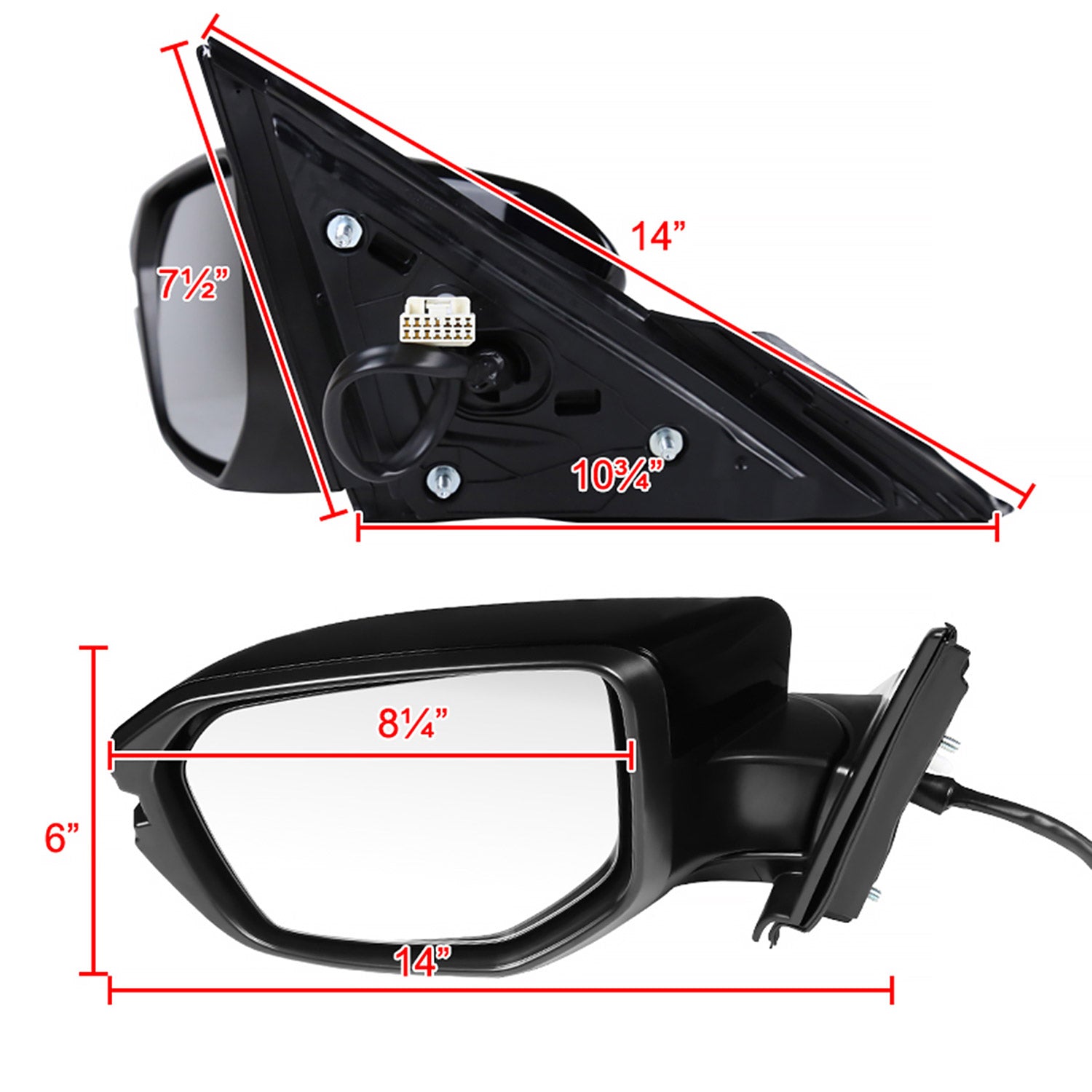 2016-2018 Honda Civic Black 7Pin Heated Side Mirror LED Turn Signal Driver