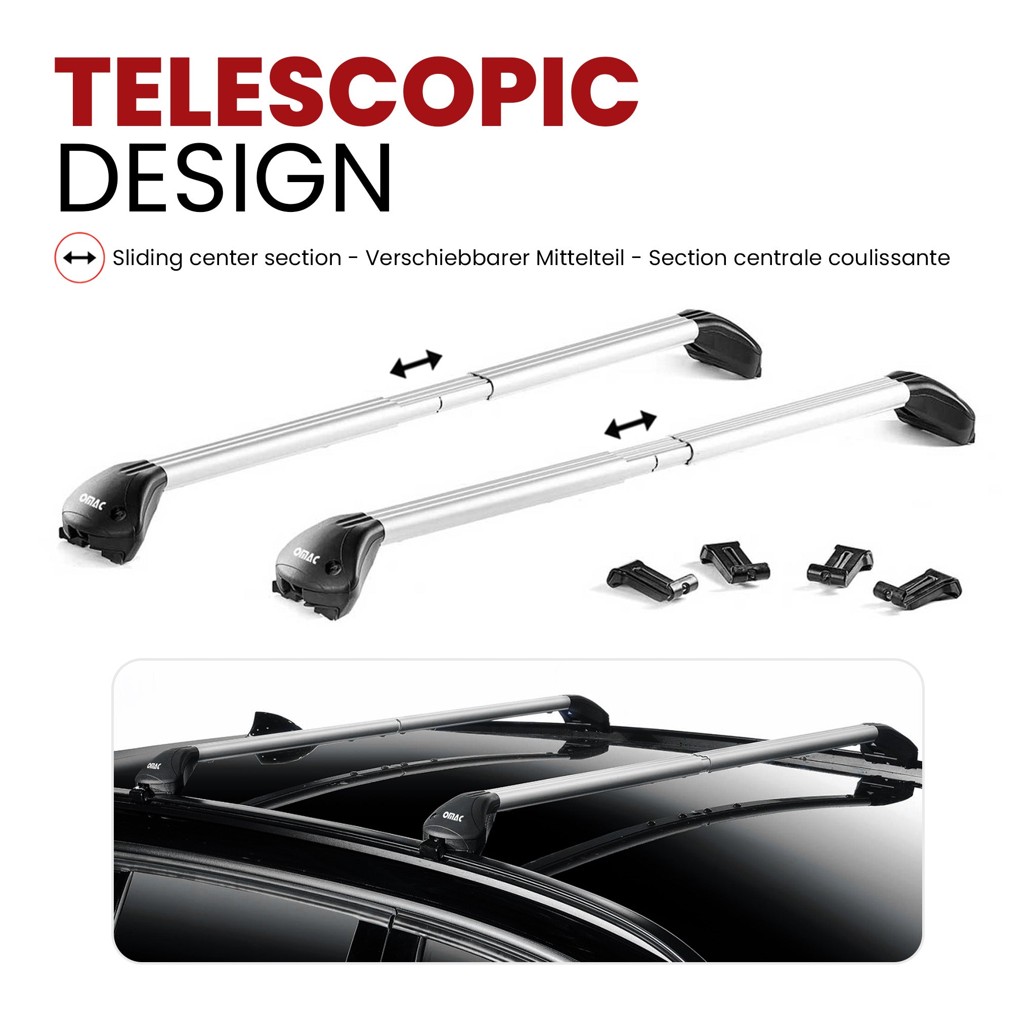 Roof Rack Cross Bars Luggage Carrier for Audi Q3 2.gen 2019-2025 Alu Silver 2x