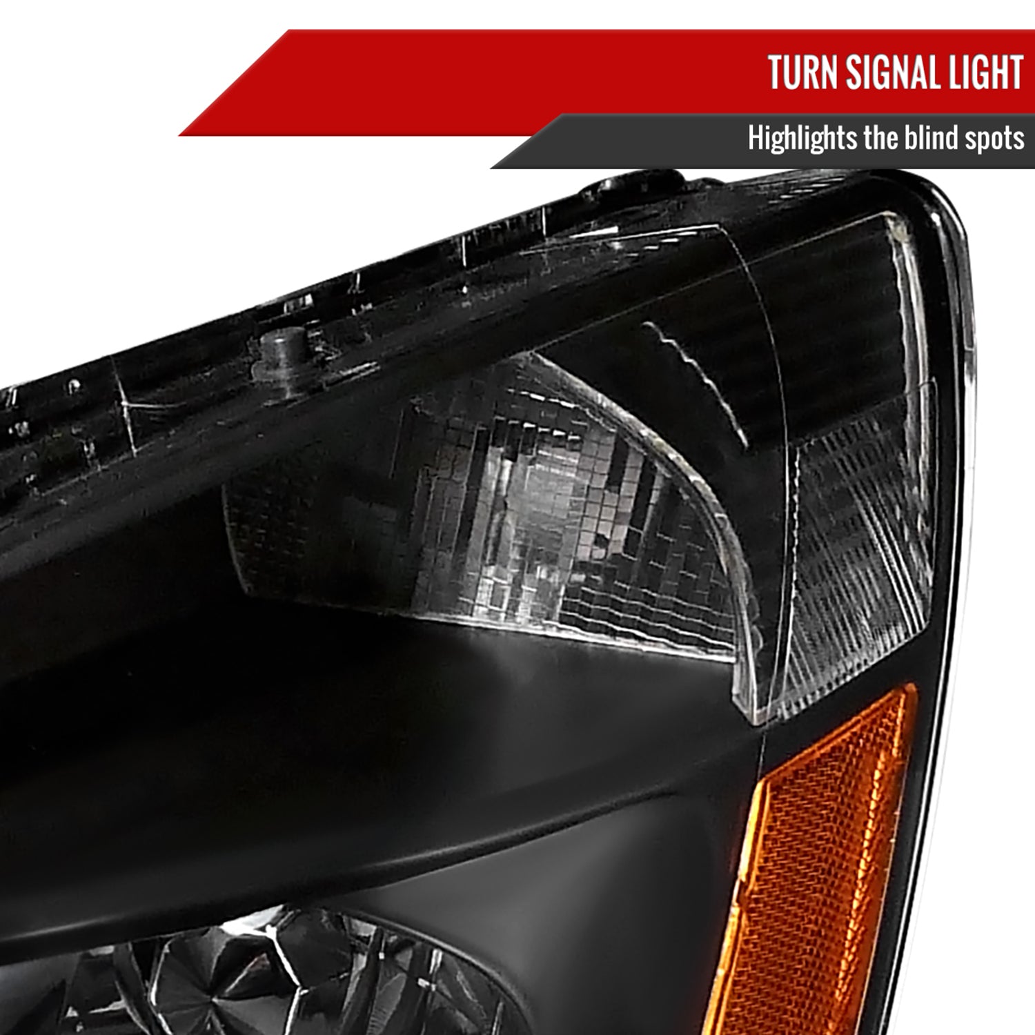 2003-2007 Honda Accord Factory Headlights w/Amber Reflector Matt Black/Clear