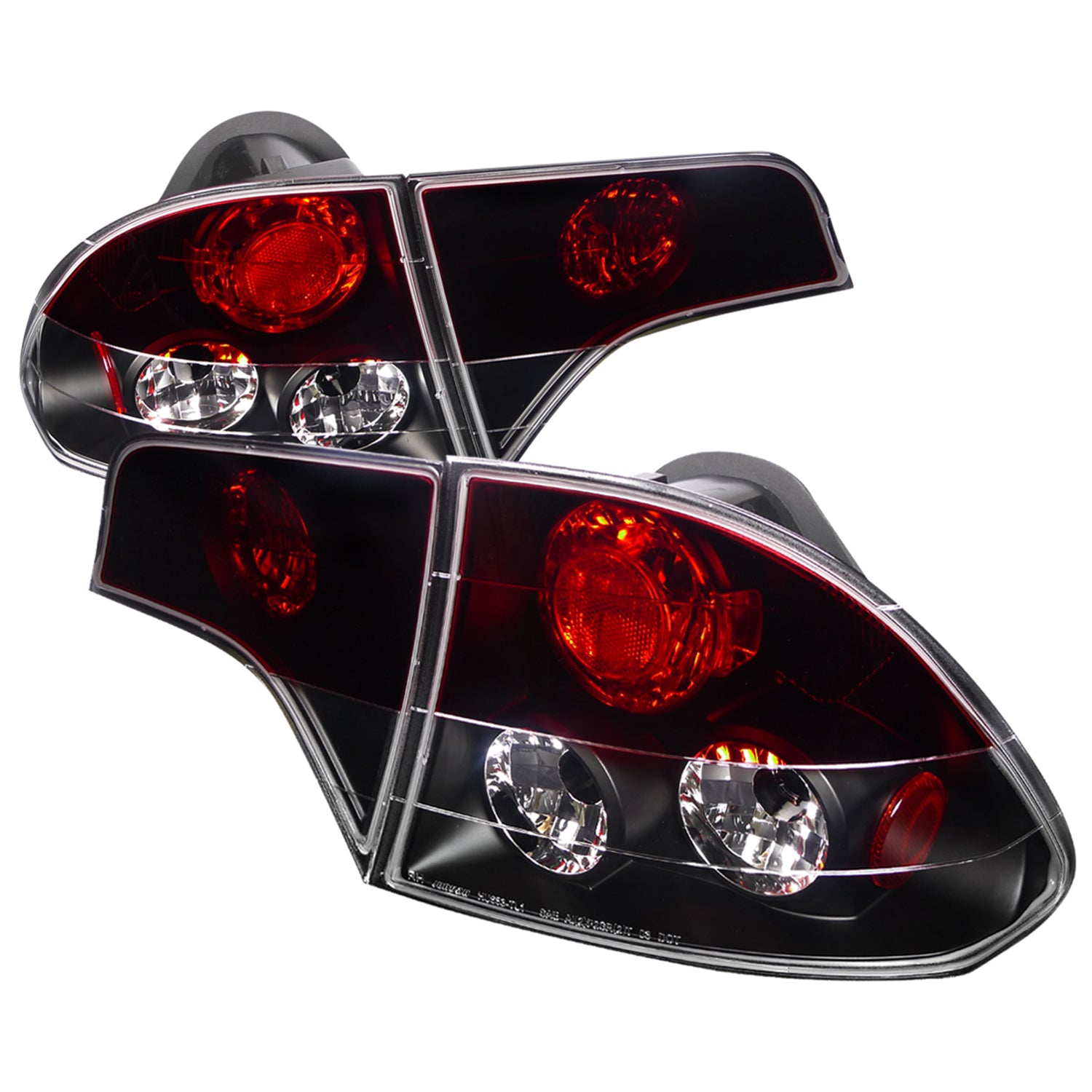 2006-2011 Honda Civic Sedan Tail Lights Matte Black Housing/Red Clear Lens