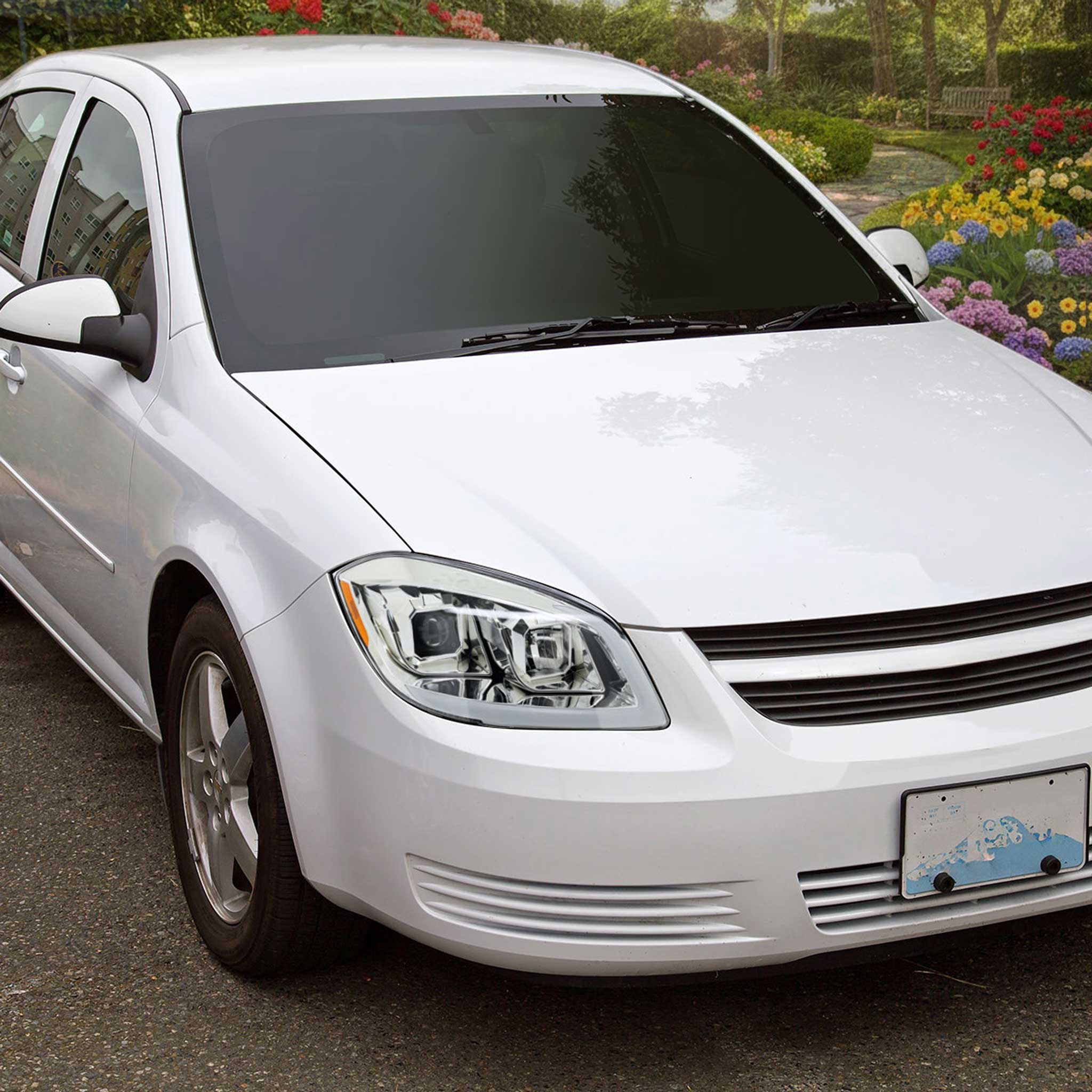 For Chevrolet Cobalt / Pontiac G5 2005-2010 Headlights Switchback LED Turn Signal DRL Light Strip Chrome Housing Clear Lens