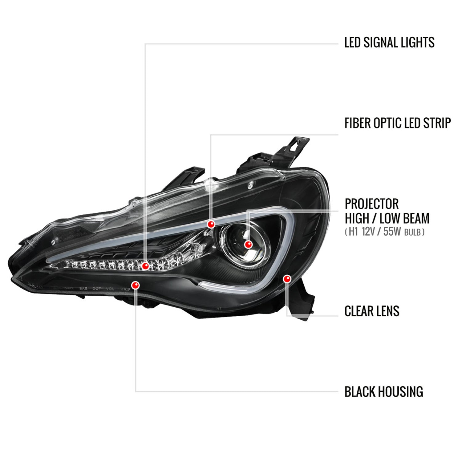 2012-2017 Scion FRS/ Toyota 86 LED Bar Headlights LED Signal Lights Black