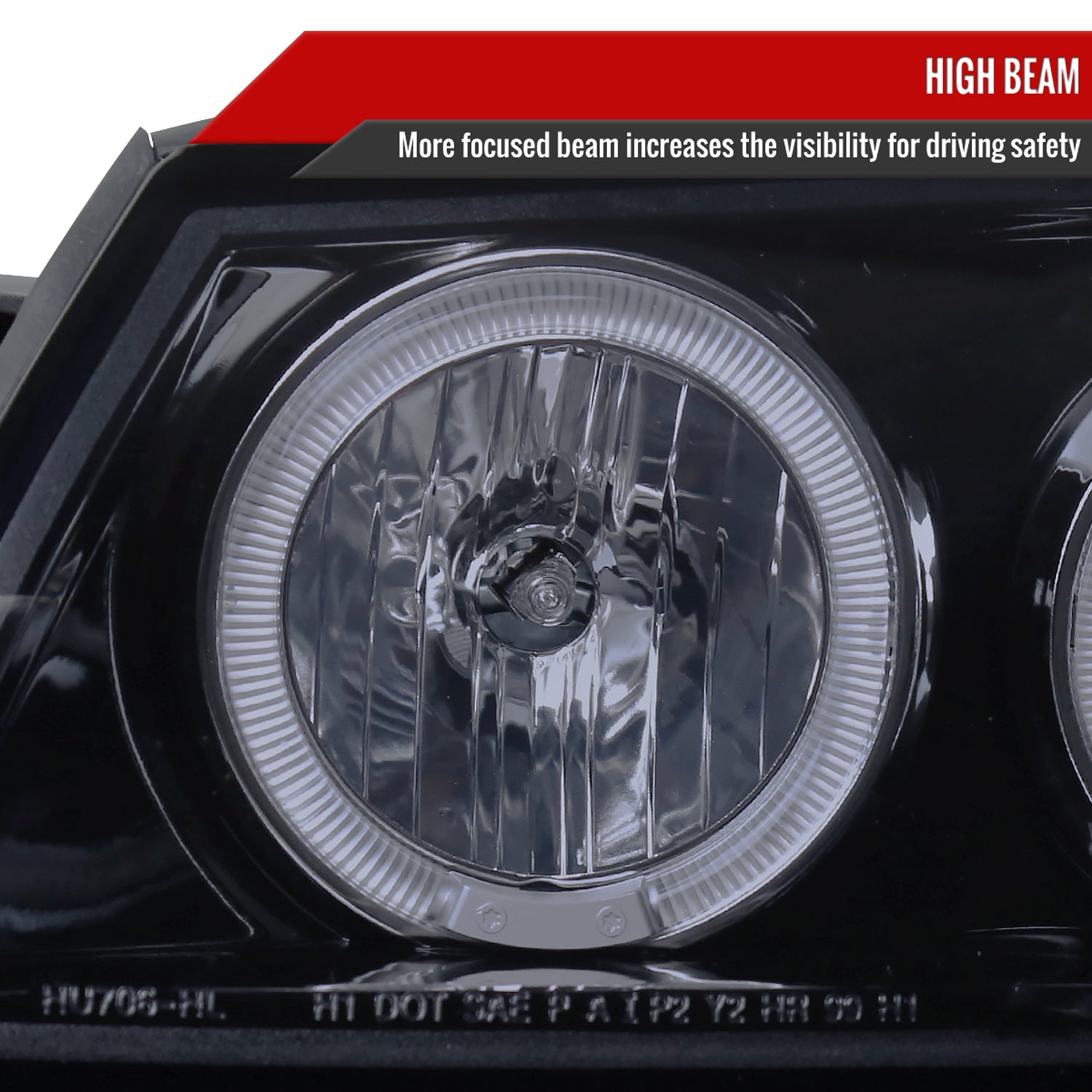 2000-2005 Chevy Impala Dual Halo Projector Headlights Glossy Black/Smoke Lens
