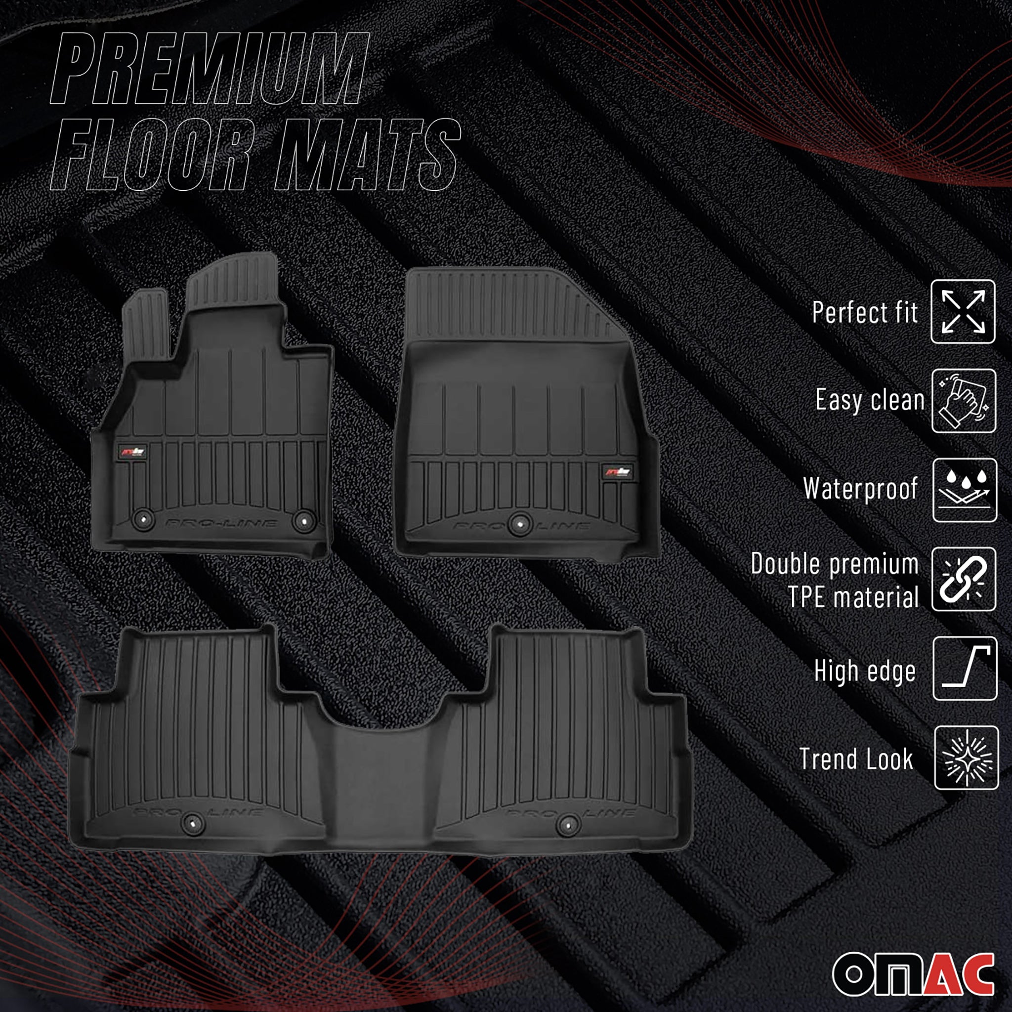 2020-2025 Hyundai Palisade Premium Floor Mats Liners Full Set All Weather Heavy Duty