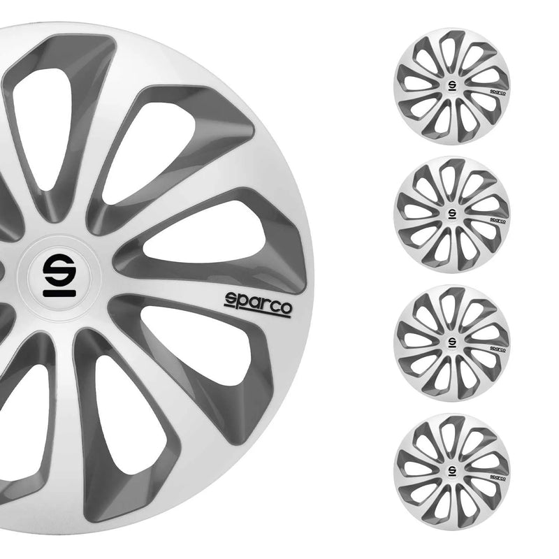 Sicilia Hub Caps Wheel Cover 14" Silver & Grey Full Set 4 pcs.