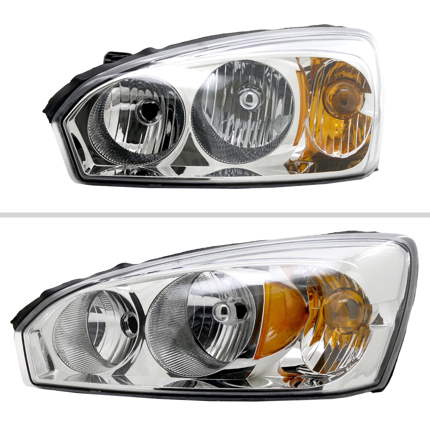 2004-2007 Chevy Malibu Factory Headlights w/Amber Reflectors Chrome/Clear