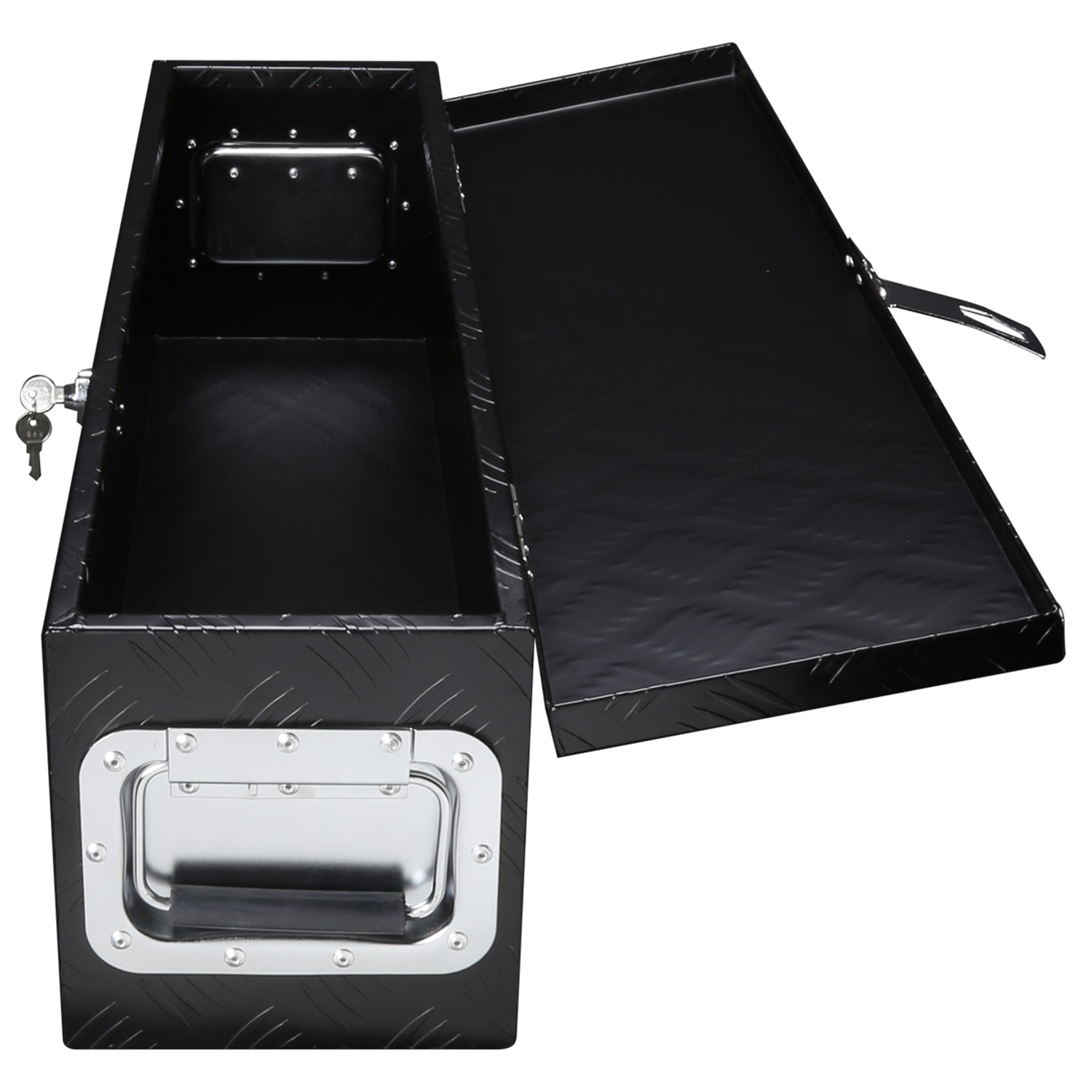 Universal 31" Heavy Duty Black Aluminum Tool Box w/ Side Handles Lock & Keys