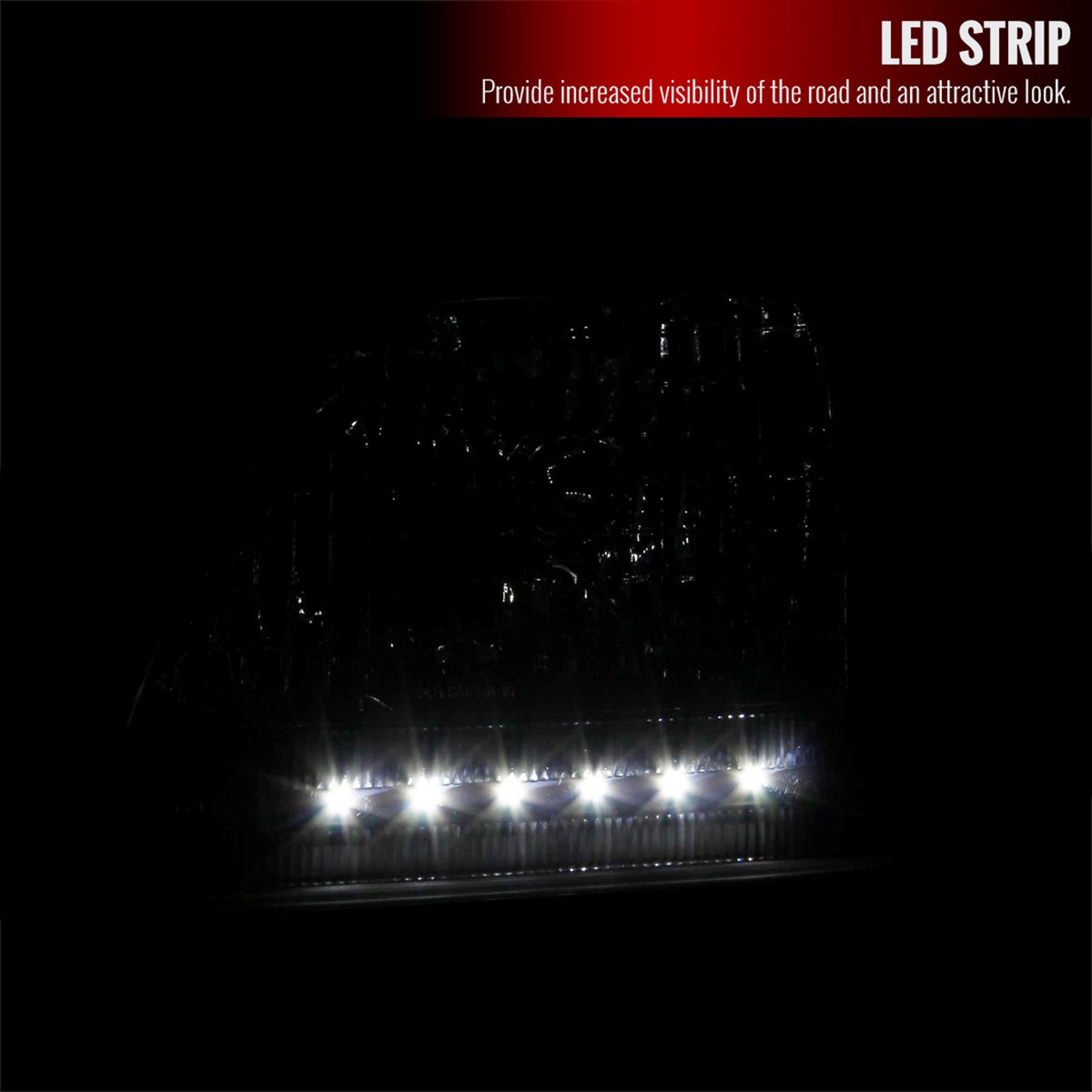 1997-2004 Ford F-150/Expedition Factory Headlights SMD LED Light Strip Smoke