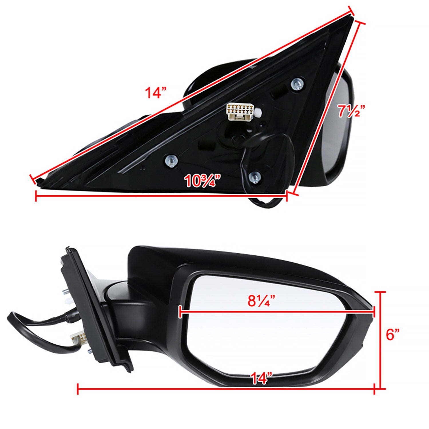 2016-2018 Honda Civic Glossy Black 5Pin Heated Side Mirror Passenger Side