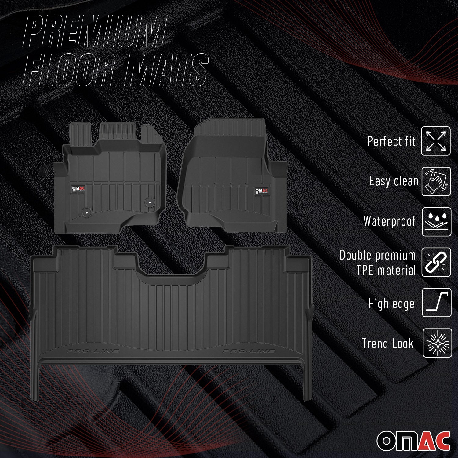 2021-2026 Ford F150 CrewCab Premium Floor Mats Liners Full Set All Weather Heavy Duty