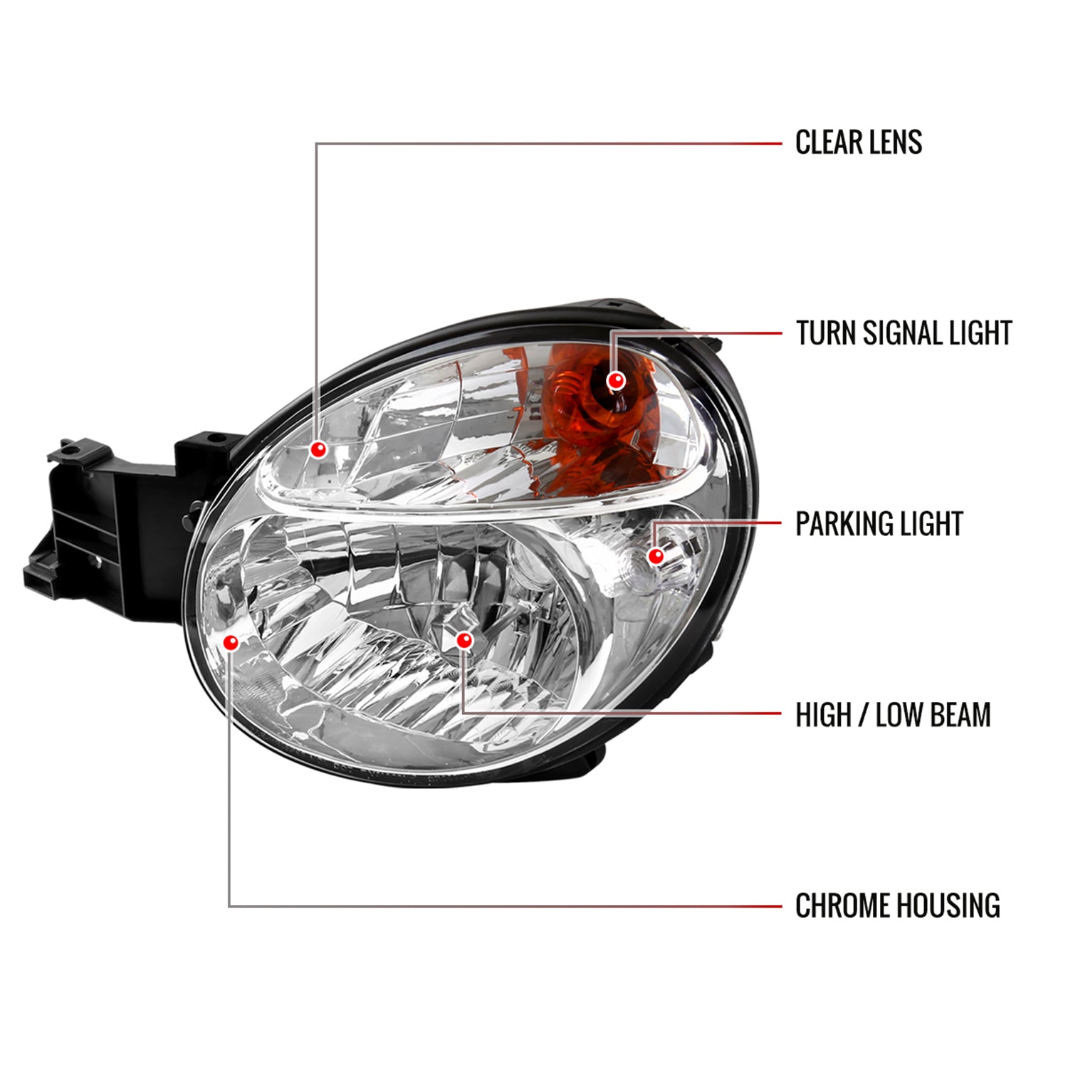 2002-2003 Subaru Impreza OEM Replacement Headlights Chrome/Clear Lens