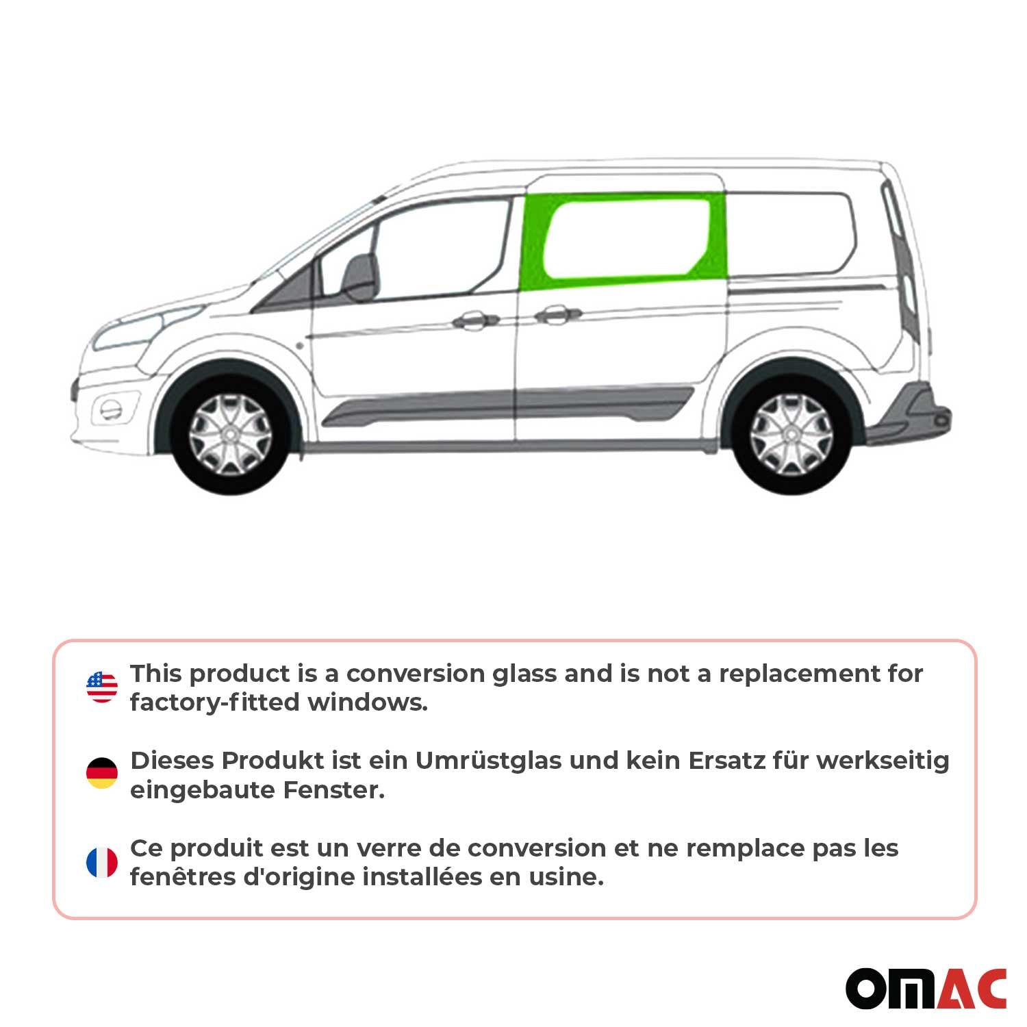 2014-2025 Ford Transit Connect Window Glass Front Left Side L2 Black