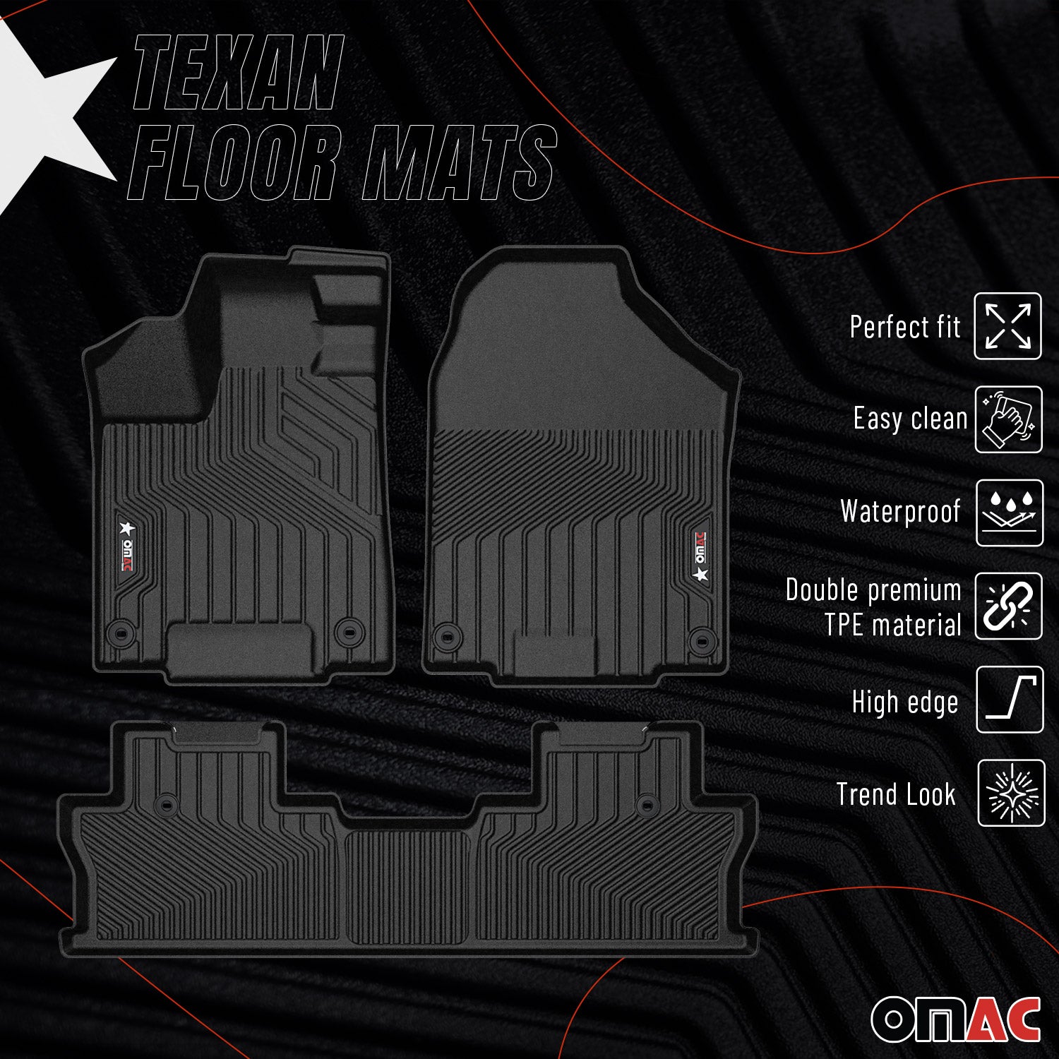 2017-2025 Honda Ridgeline Premium Floor Mats Liners First and Second Row Set
