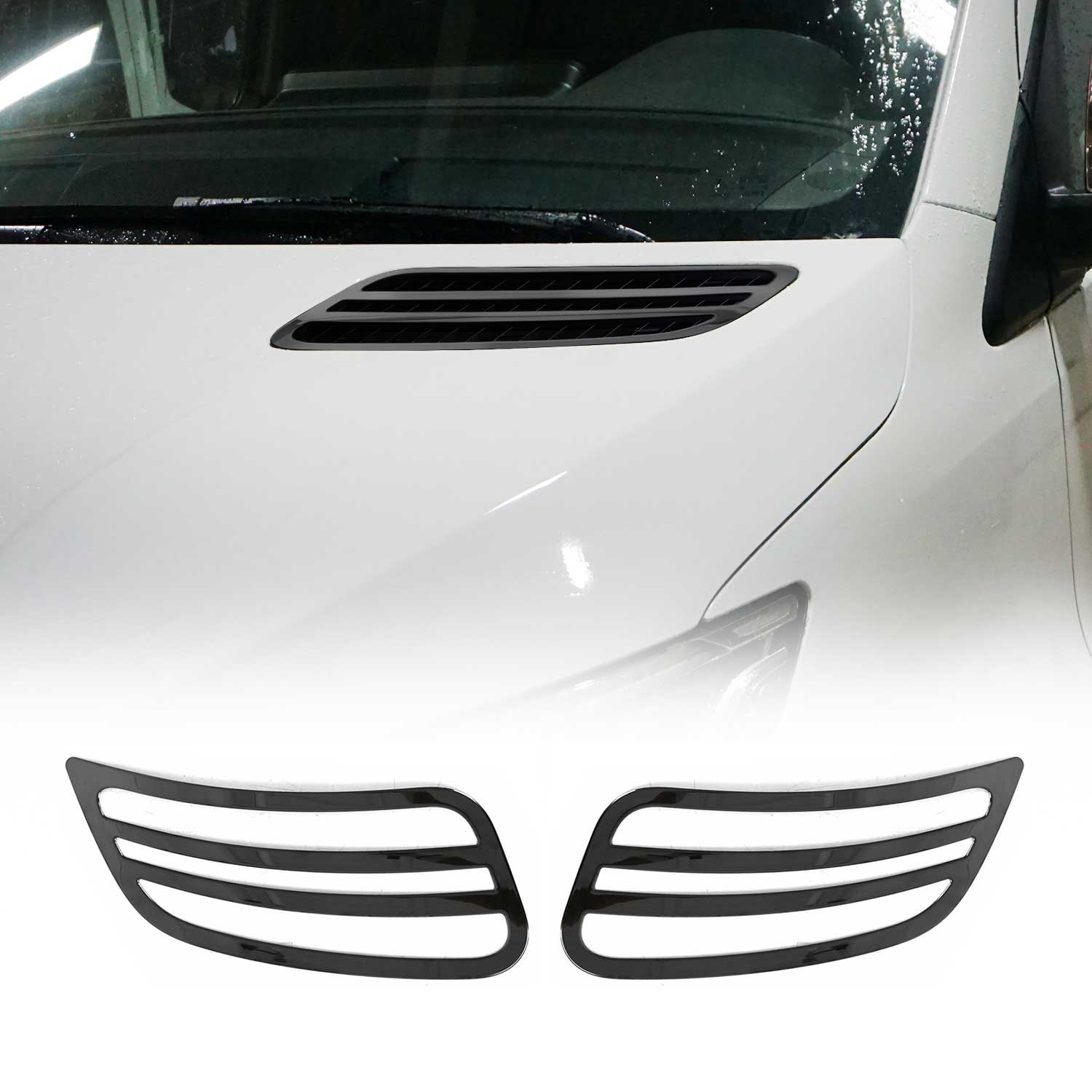 2019-2025 Mercedes Sprinter W907 910 Front Bumper Grill Trim Stainless Steel Dark 2Pcs