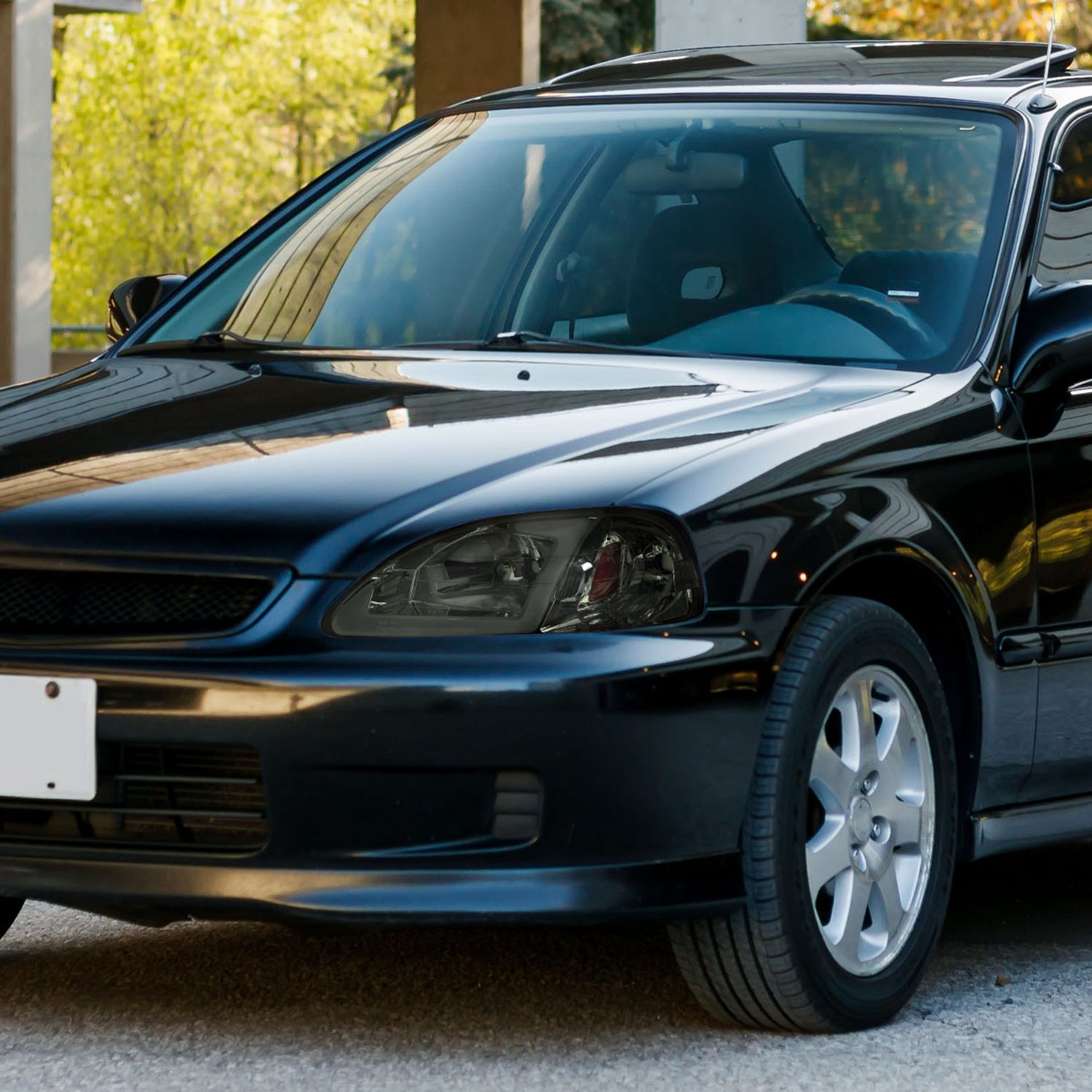 1999-2000 Honda Civic Coupe/SD LED Bar Factory Style Headlights Chrome/Smoke