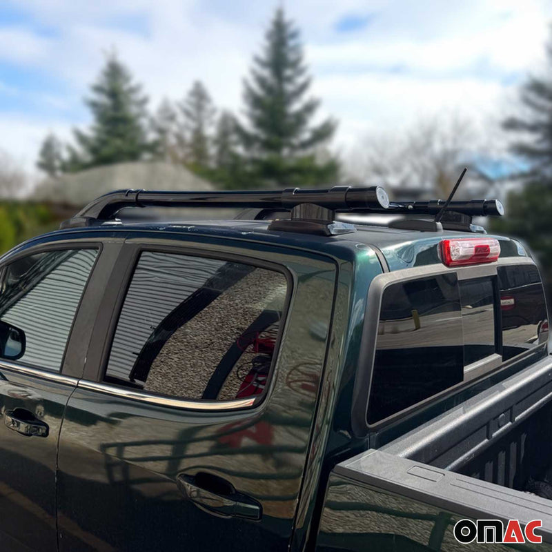 2015-2022 Chevrolet Colorado II Top Roof Rack Side Rails Black Alu 4Pcs