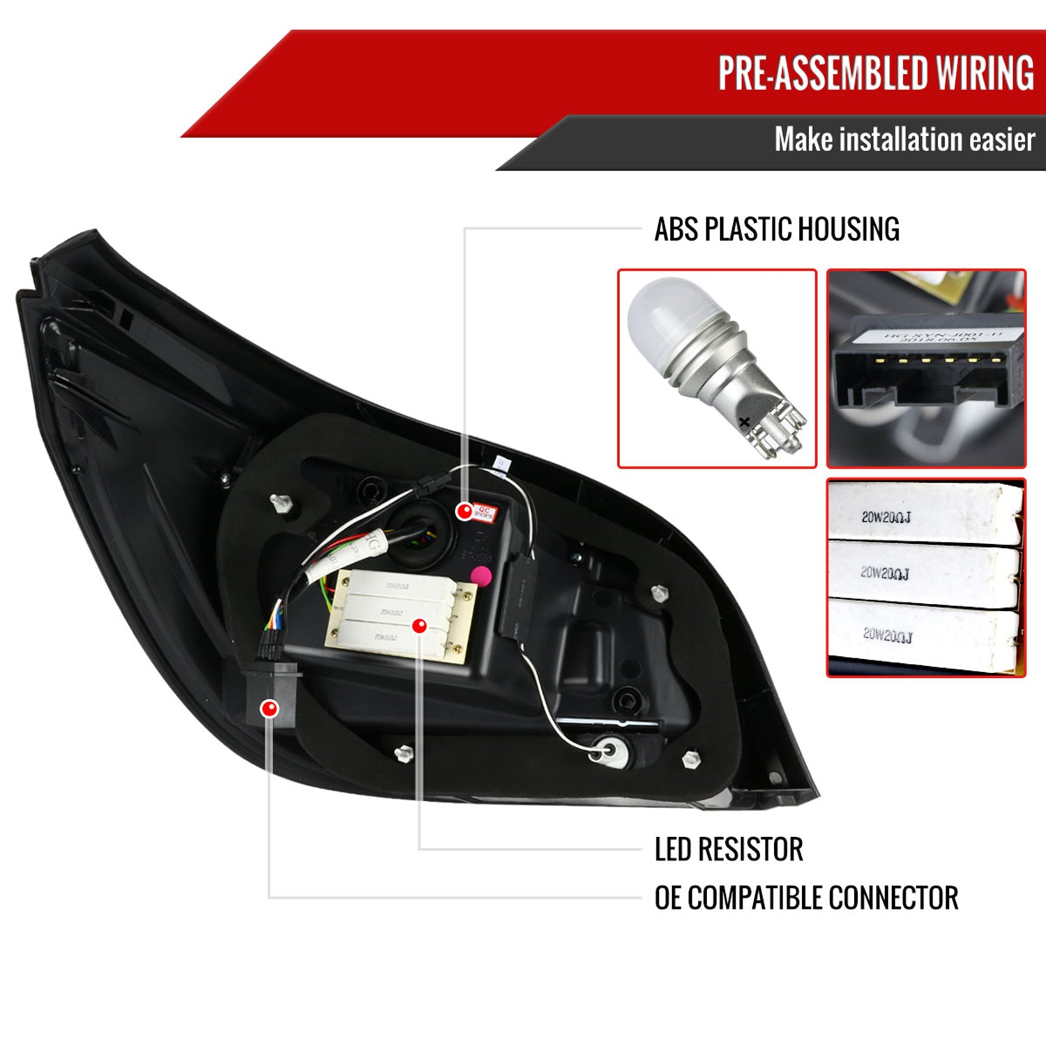 2004-2007 BMW E60 5 Series Sedan LED Tail Lights Black Housing/Clear Lens