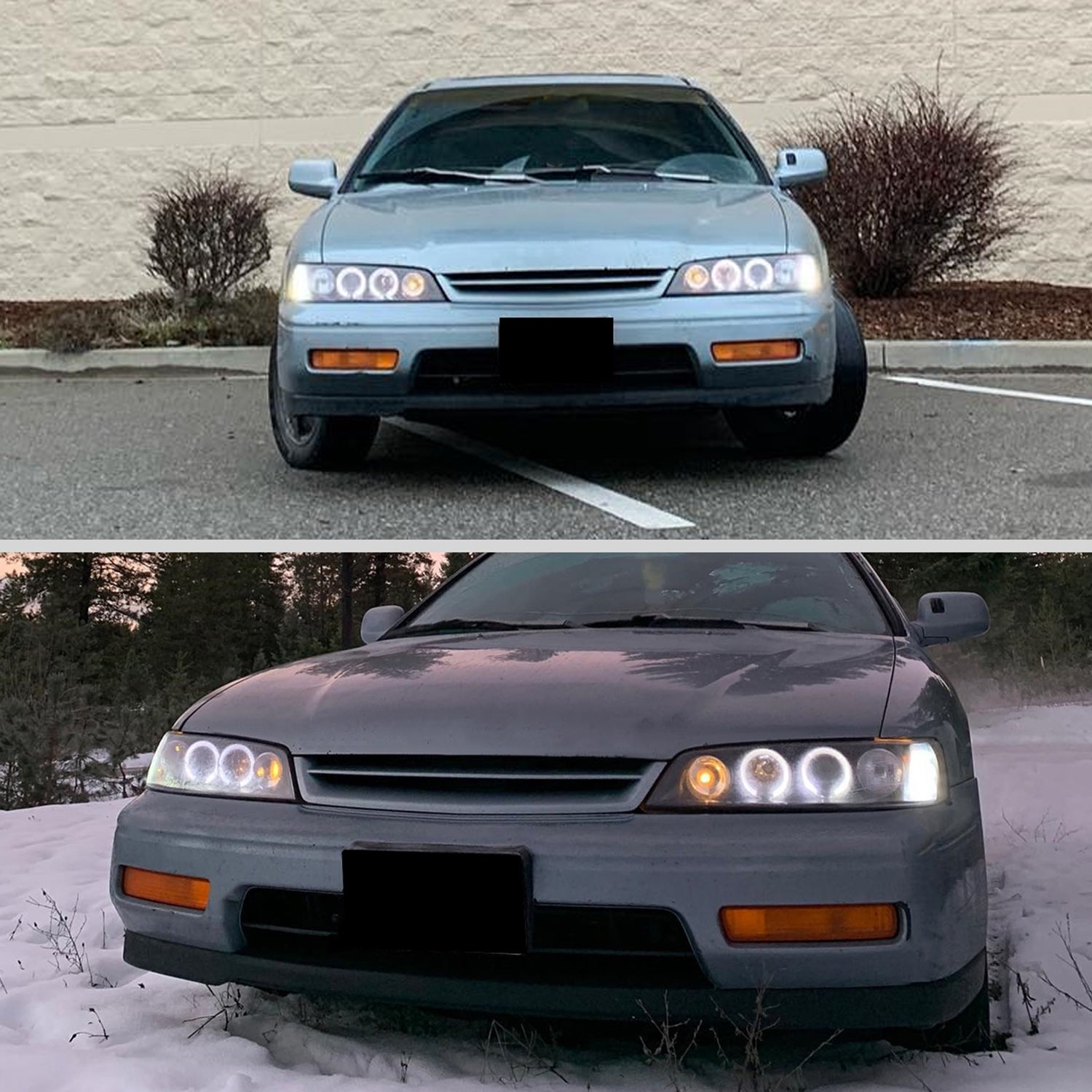 1994-1997 Honda Accord Dual Halo Projector Headlights Matte Black/Clear Lens