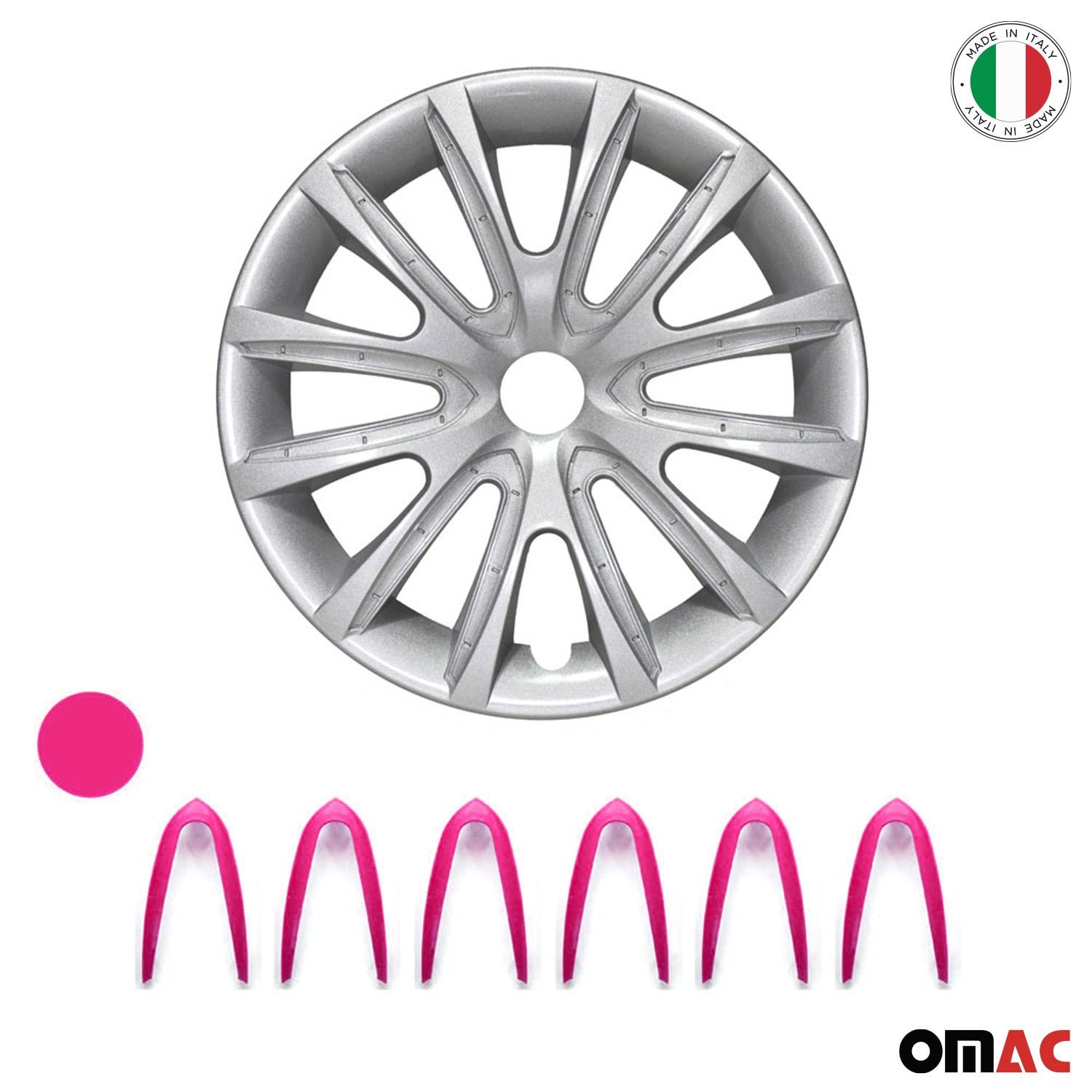 Bicolo Hub Caps Wheel Cover 15" Gray & Violet Full Set 4 pcs.