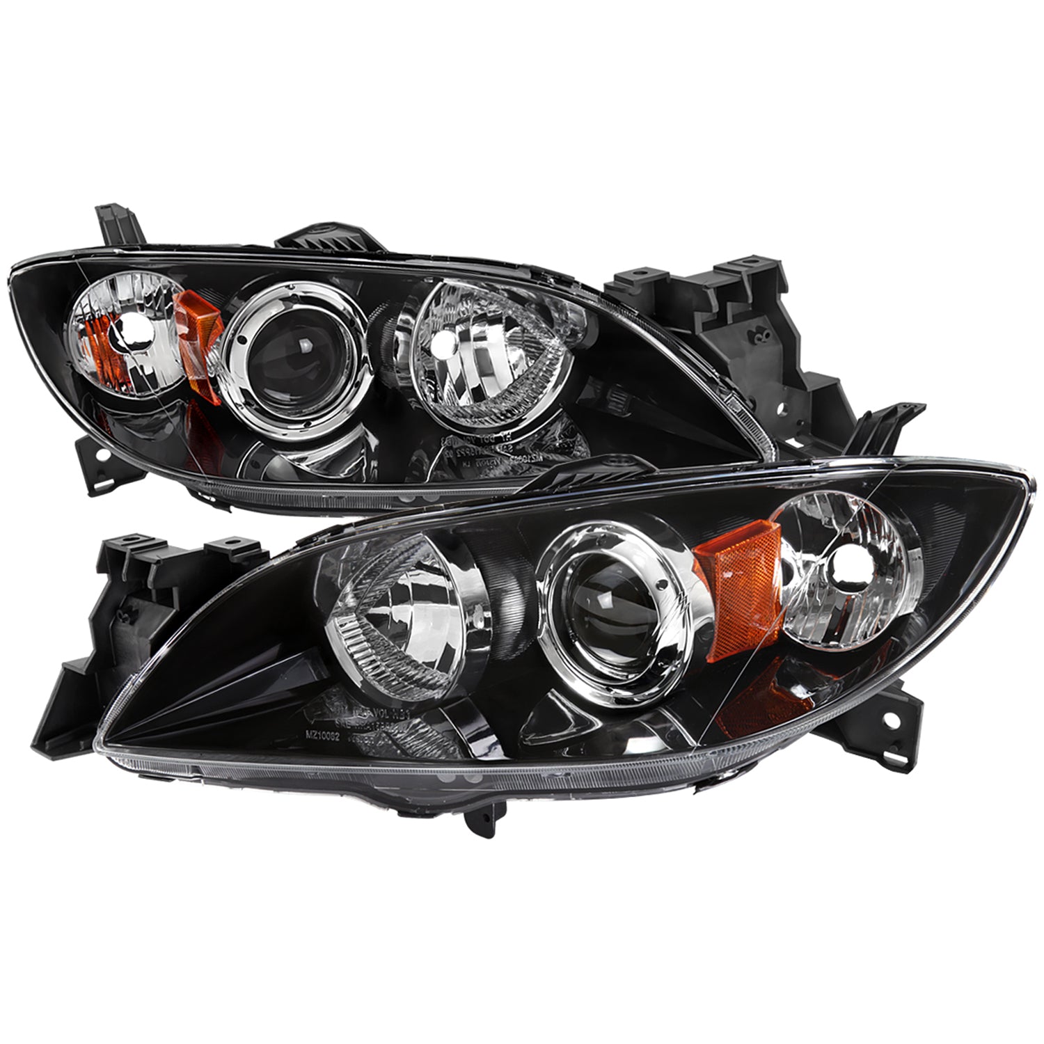 2004-2009 Mazda 3 Sedan Projector Style Headlights Matte Black/Clear Lens