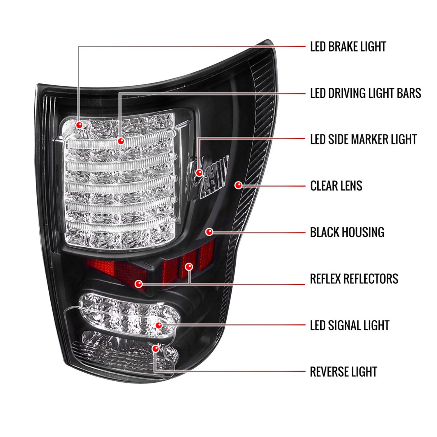 2007-2013 Toyota Tundra LED Tail Lights Matte Black Housing/Clear Lens