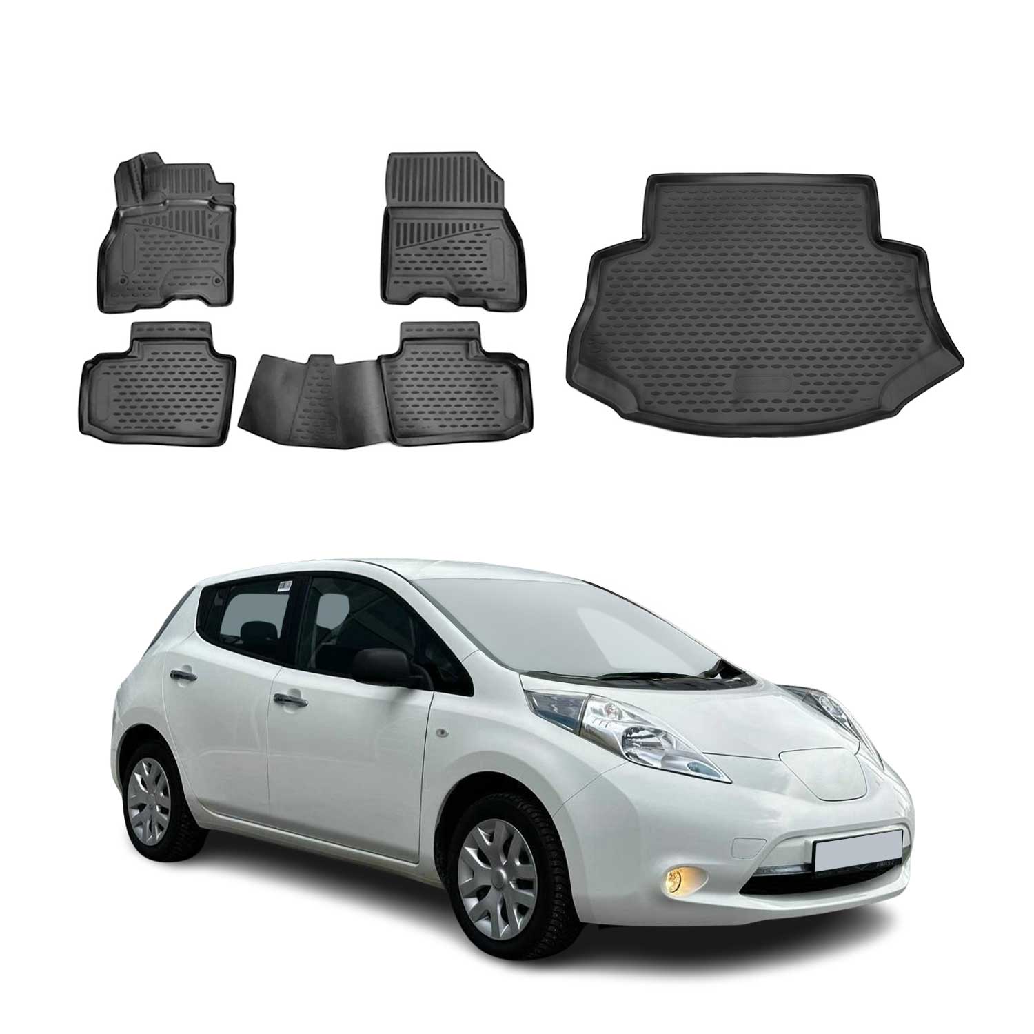 2011-2017 Nissan Leaf Floor Mats & Cargo Liner Full Set All Weather Black
