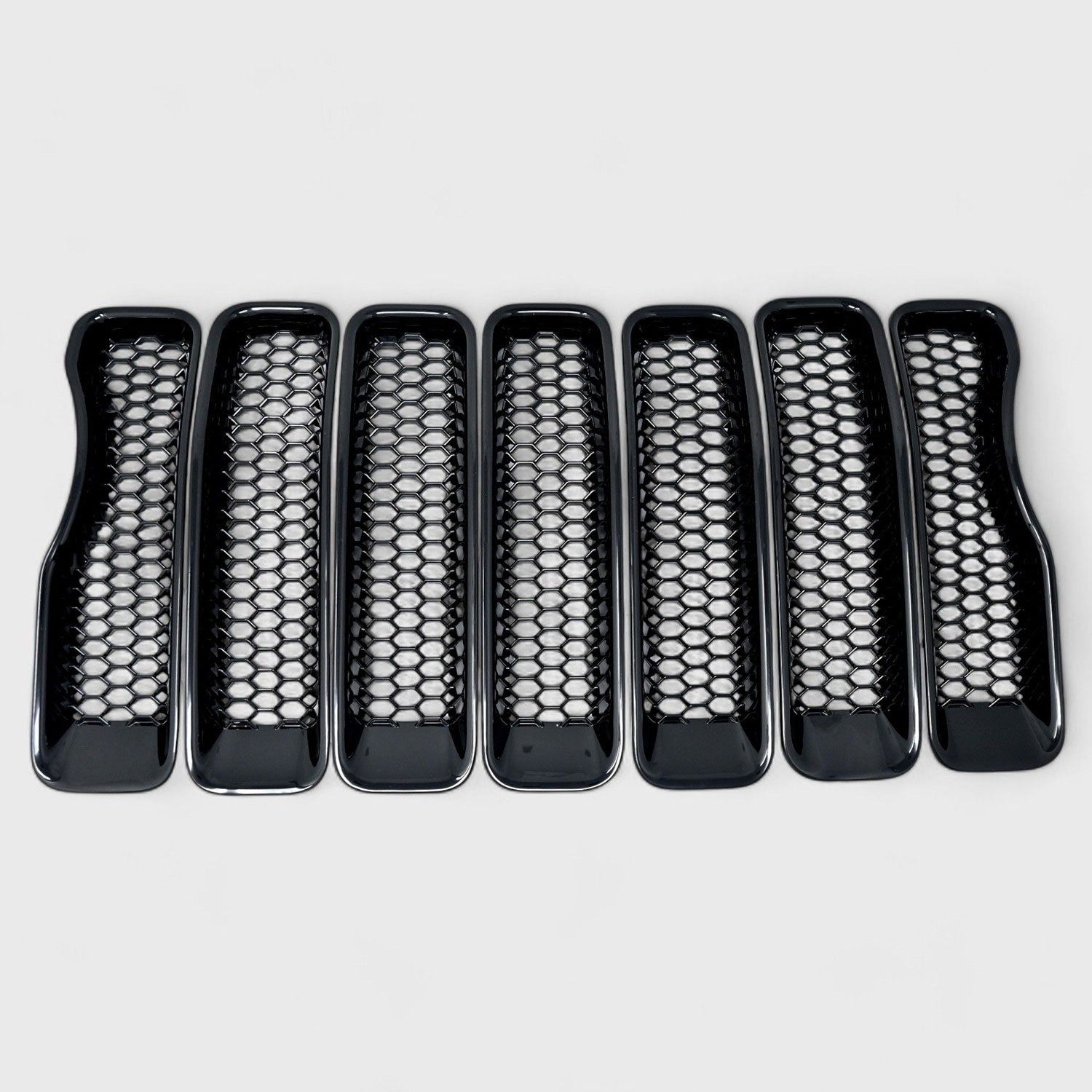 2018-2023 Jeep Wrangler JL Grille Overlay Gloss Black 7Pcs ABS Plastic