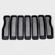 2018-2023 Jeep Wrangler JL Grille Overlay Gloss Black 7Pcs ABS Plastic