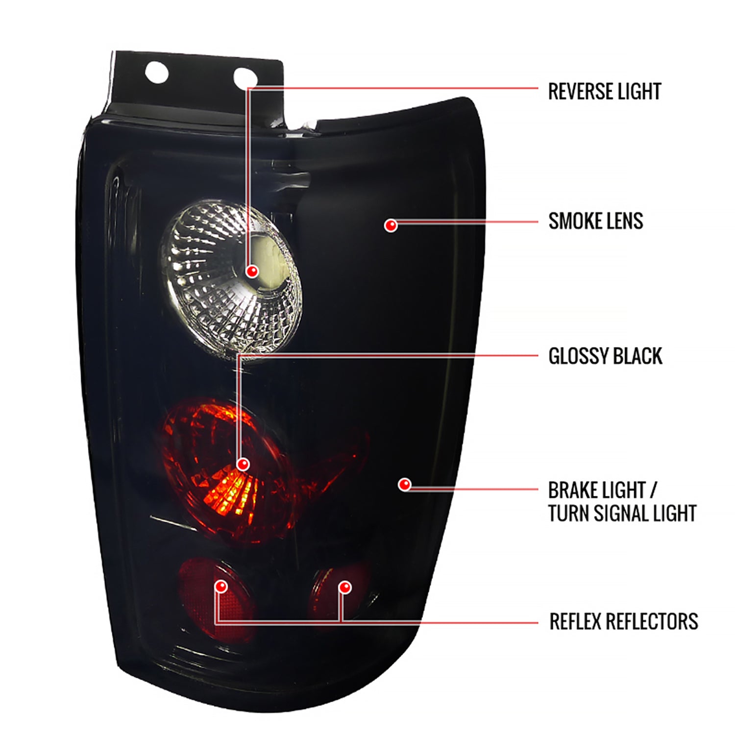 1997-2002 Ford Expedition Tail Lights Glossy Black Housing/Smoke Lens
