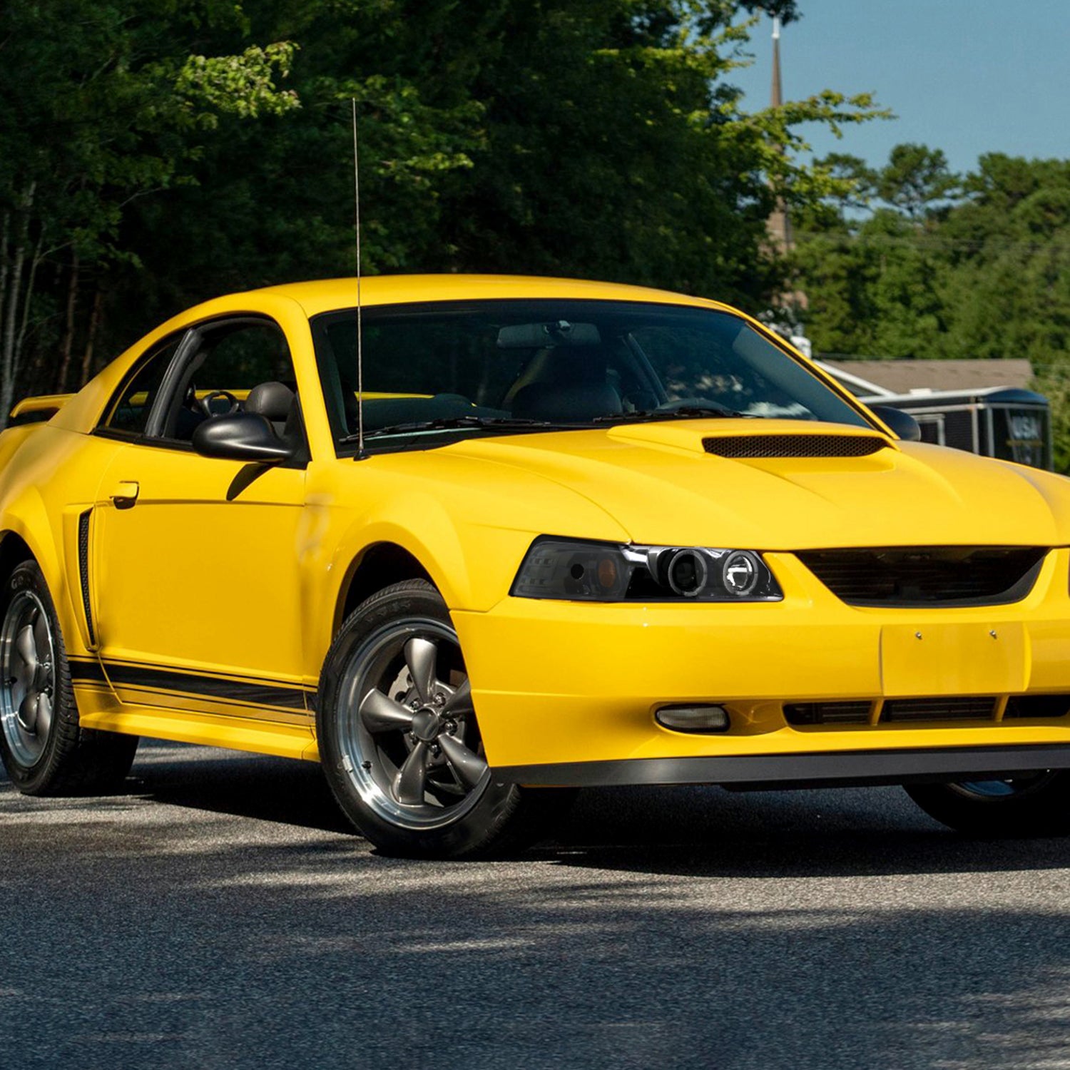 1999-2004 Ford Mustang Dual Halo Projector Headlights Jet Black/Clear Lens