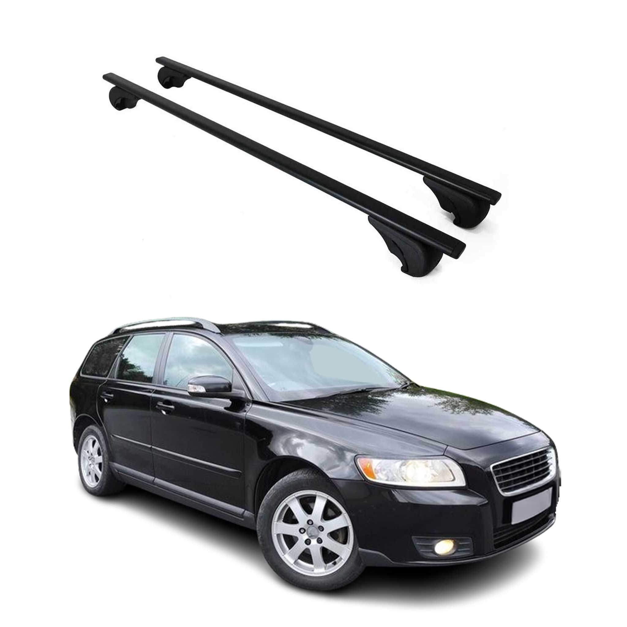 2004-2012 Volvo V50 Roof Rack Cross Bars Black