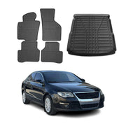 2006-2010 VW Passat B6 Floor Mats & Cargo Liner Full Set All Weather Black