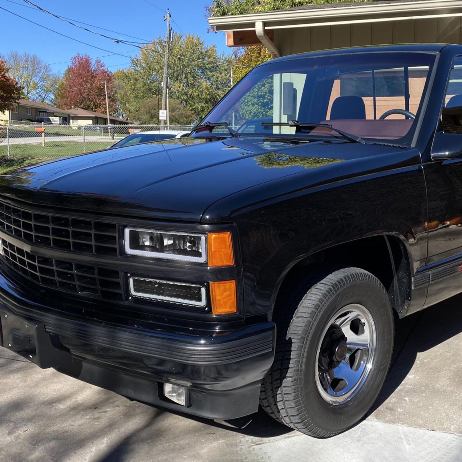 1988-1998 Chevy C10 GMC C/K LED Strip Bumper Corner Signal Lights Matt Black
