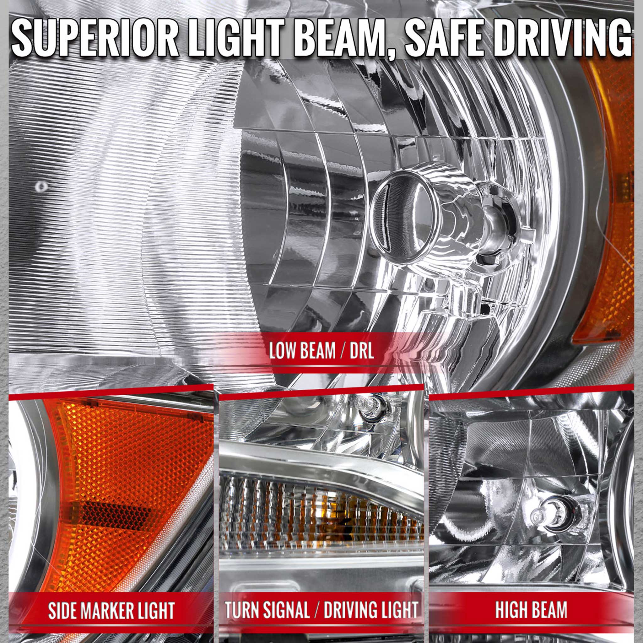 For Chevrolet Colorado 2015-2022 Factory Headlights Chrome Housing Clear Lens