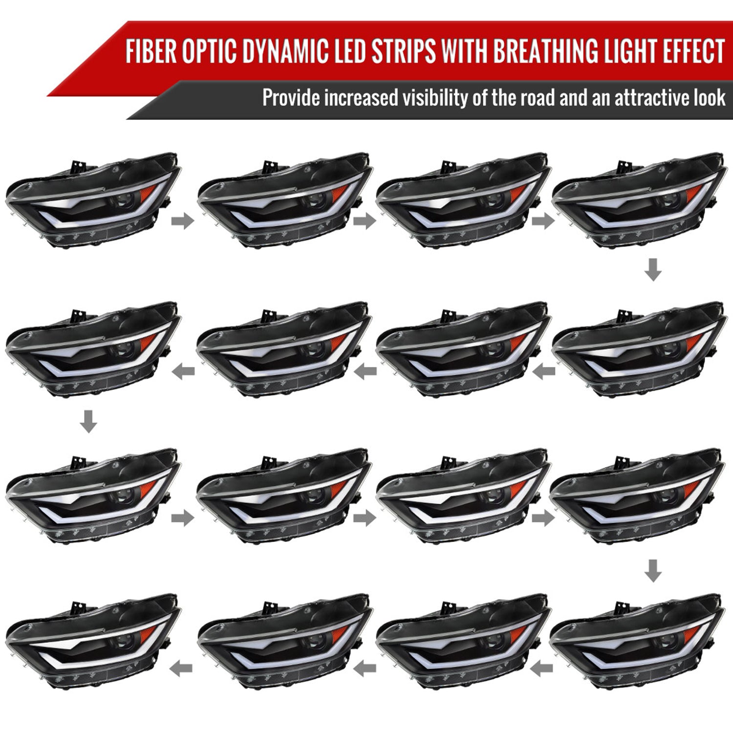 2015-2017 Ford Mustang / 18-2020 Mustang Shelby LED Xenon HID Headlights Black