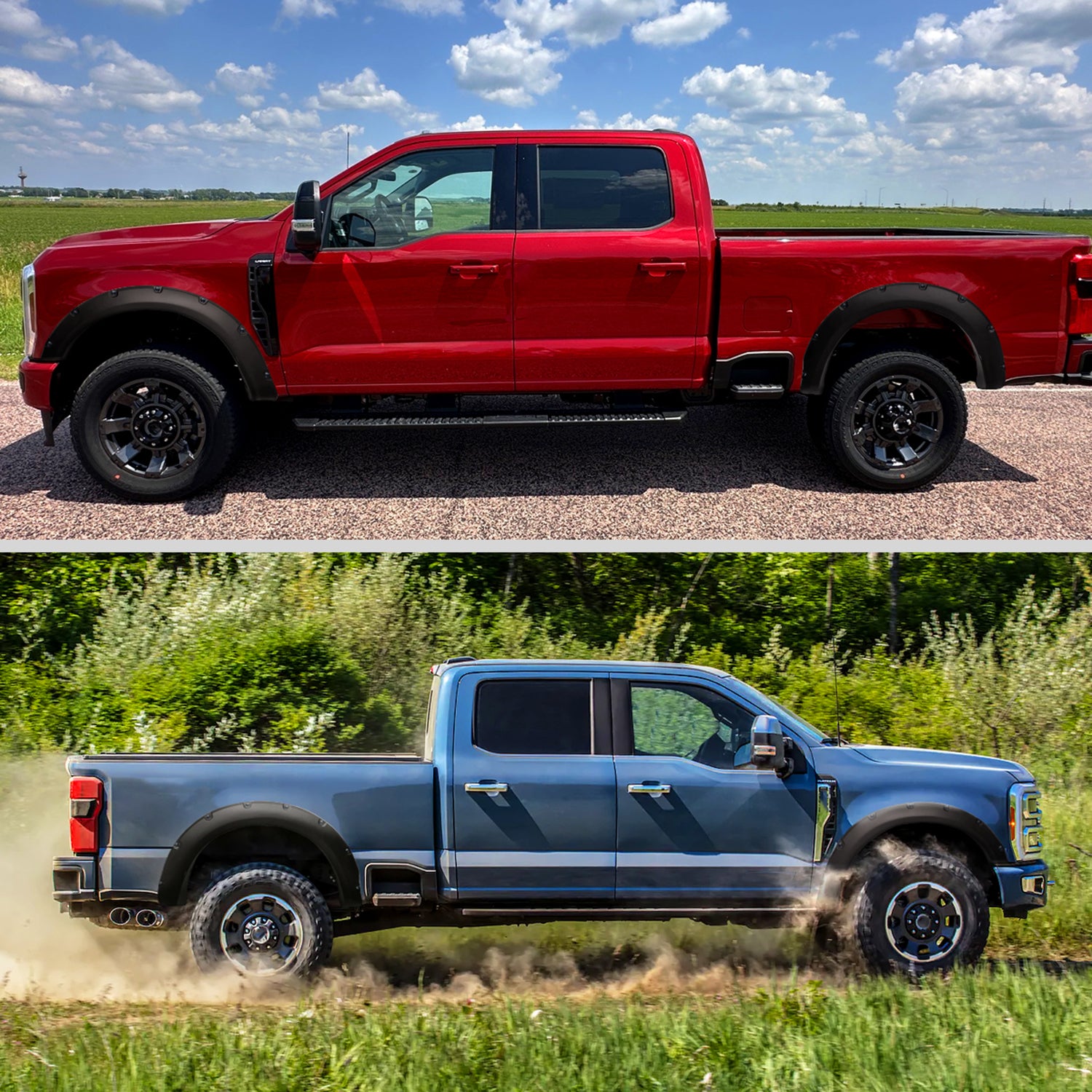 2023-2024 Ford F250 F350 Matte Black Rivet Style Fender Flares Protector