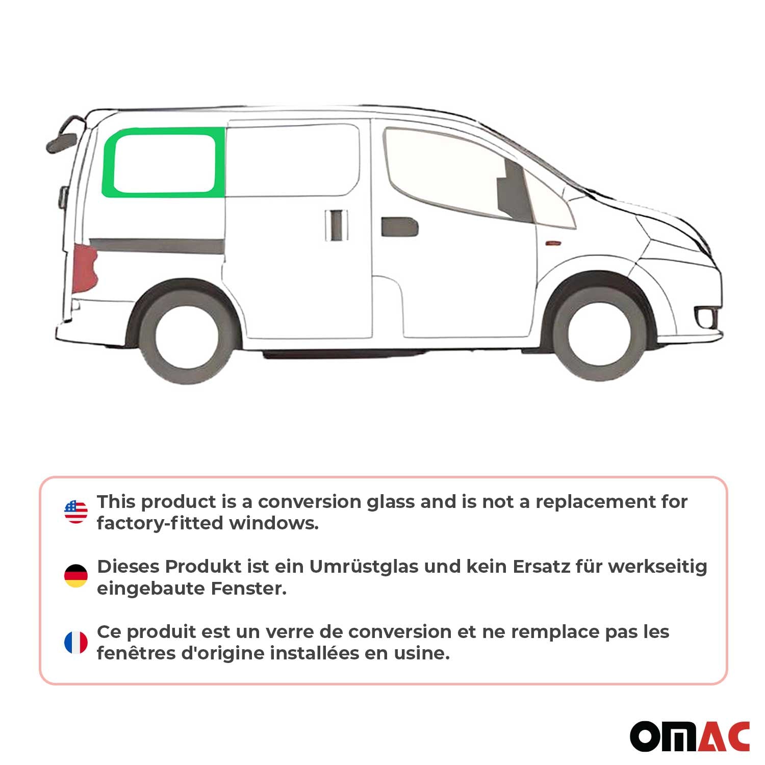 2013-2021 Nissan NV200 Window Glass Fit Kit Rear Right Side L1 Black