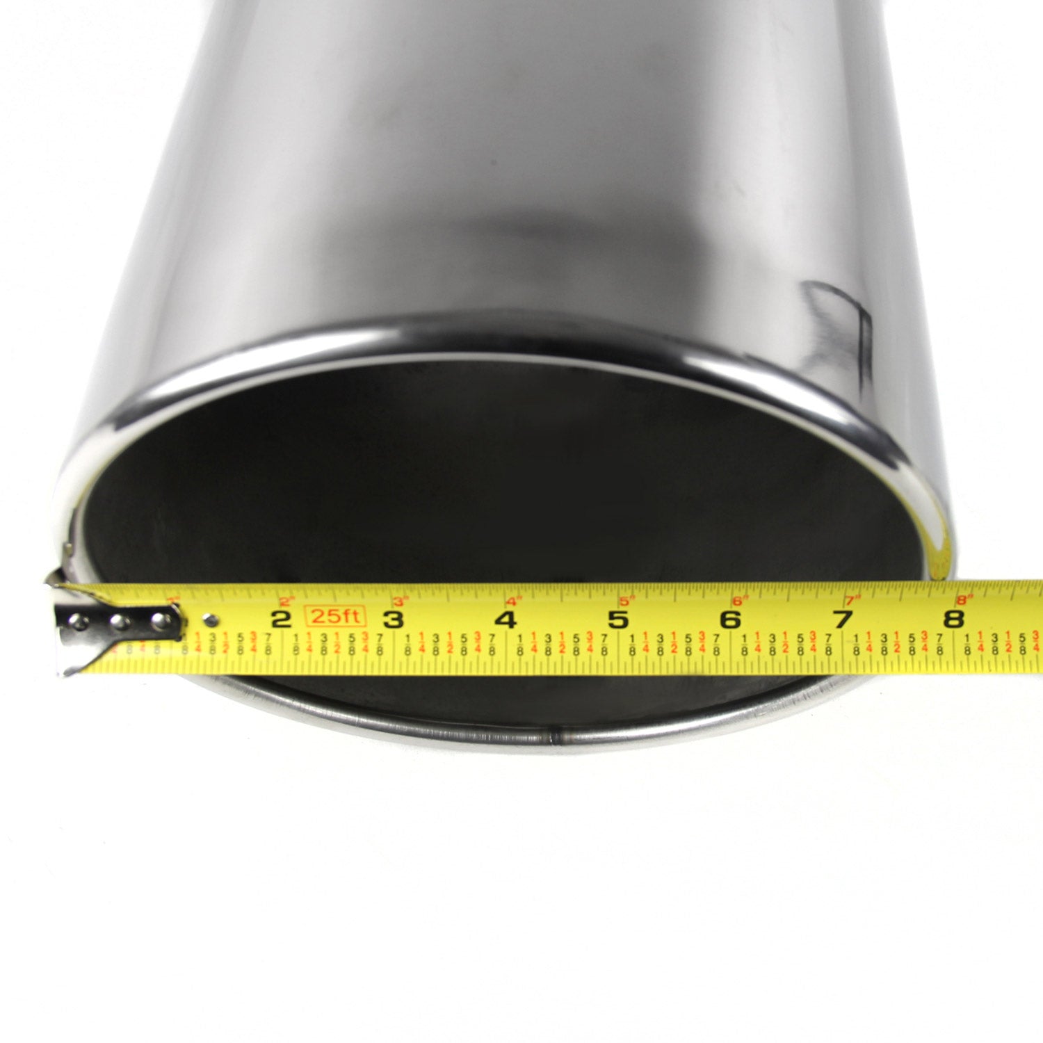 Universal 4" Inlet/8" Outlet Chrome Stainless Steel Bolt-On Angled Exhaust Tip