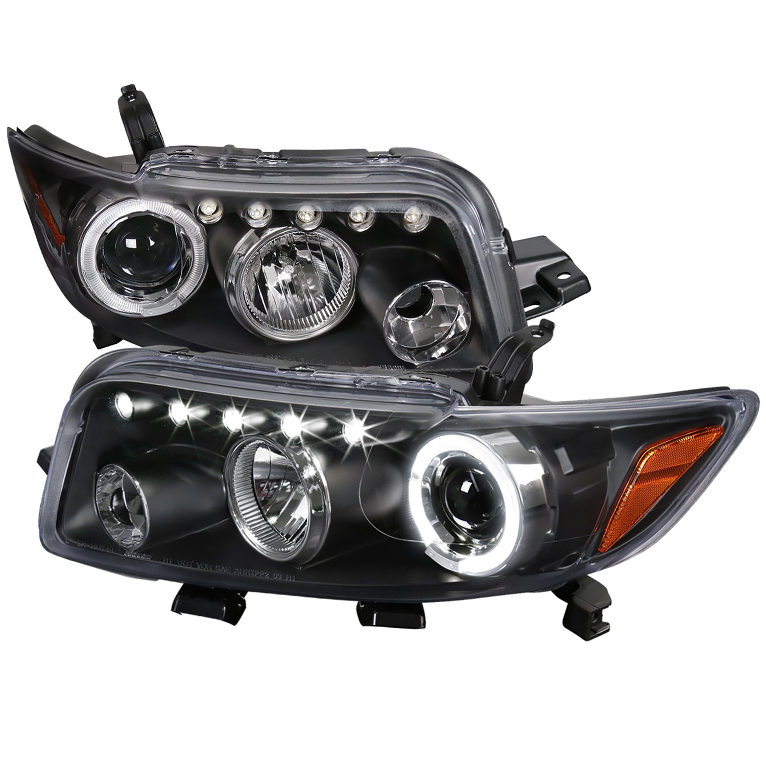 2008-2010 Scion xB Single Halo Projector Headlights Matte Black/Clear Lens
