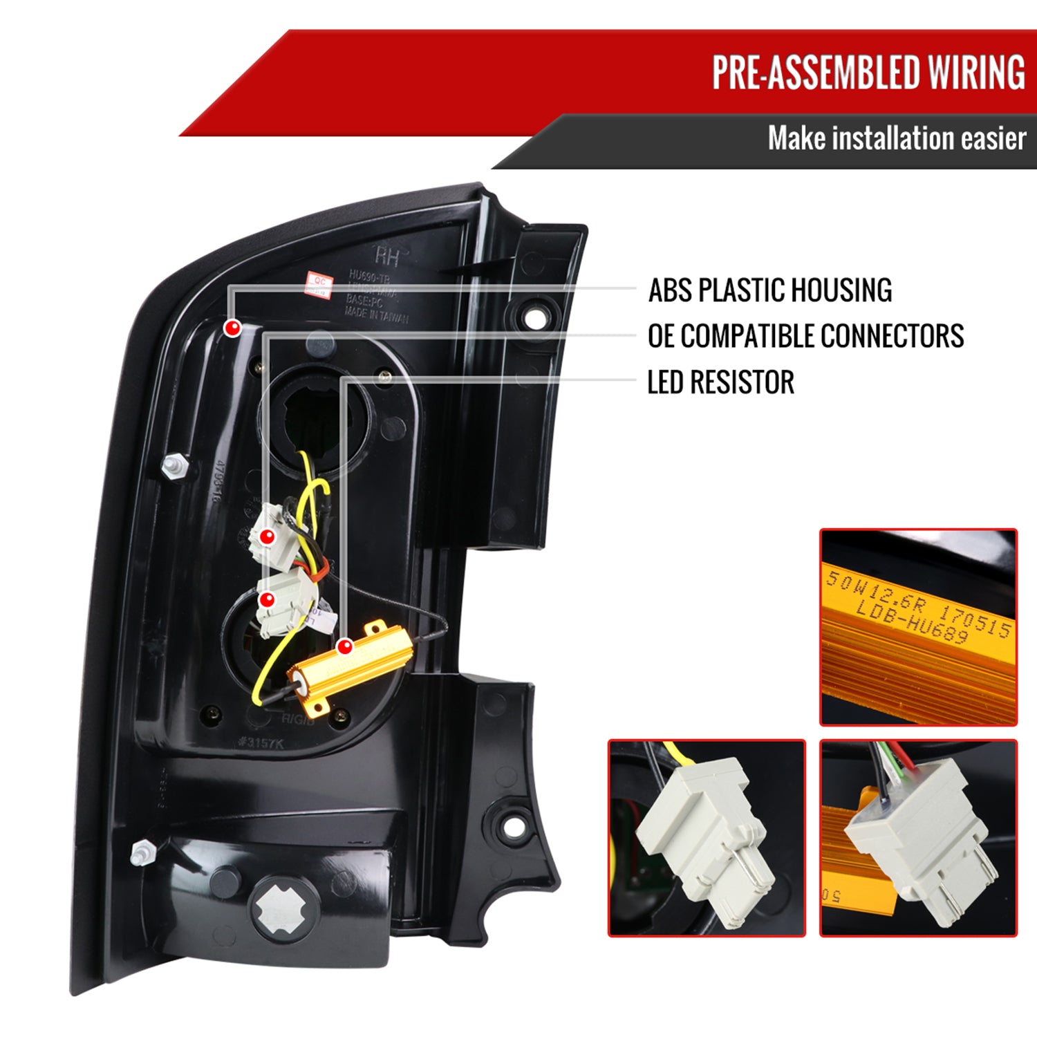 2005-2015 Nissan Armada LED Tail Lights Chrome Housing/Smoke Lens