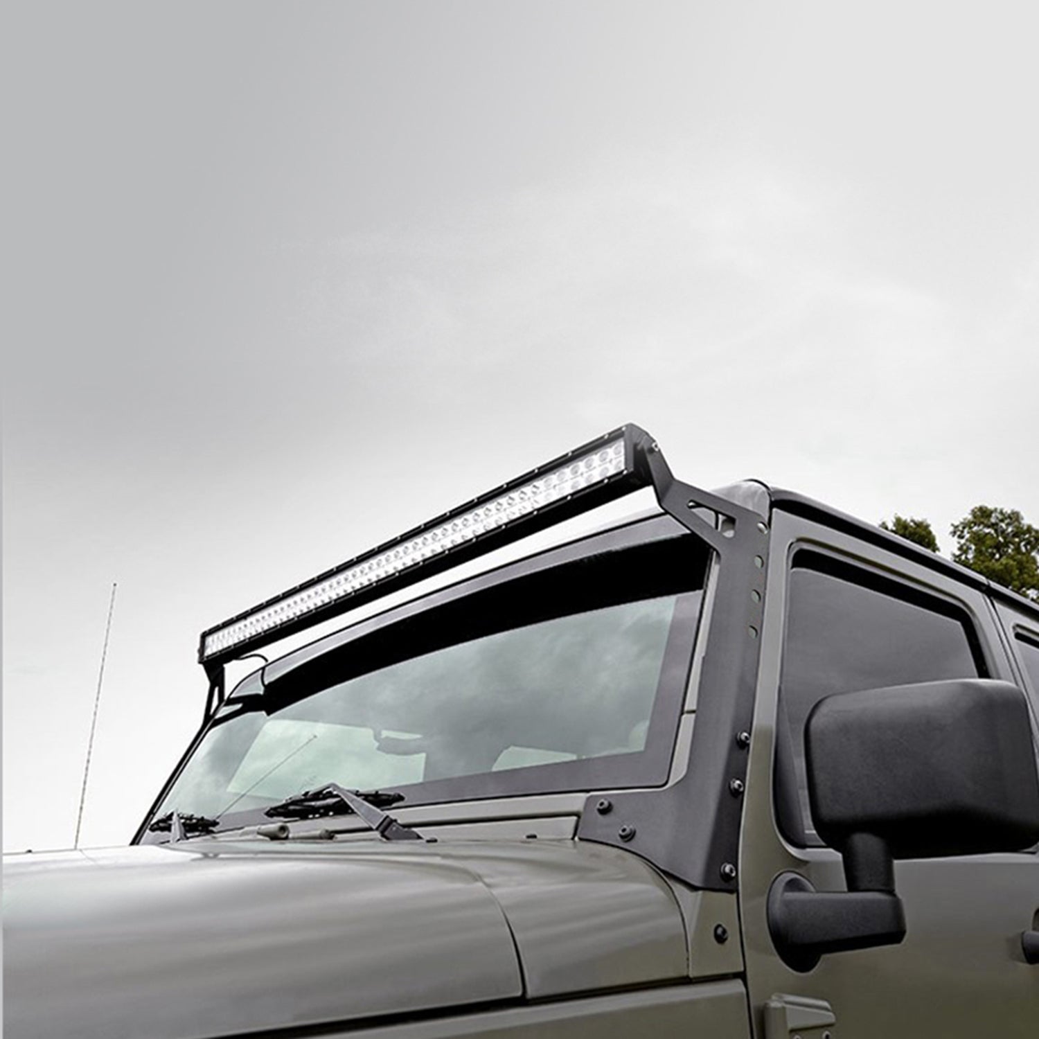 2007-2018 Jeep Wrangler 50" Windshield Light Mounting Bracket Black