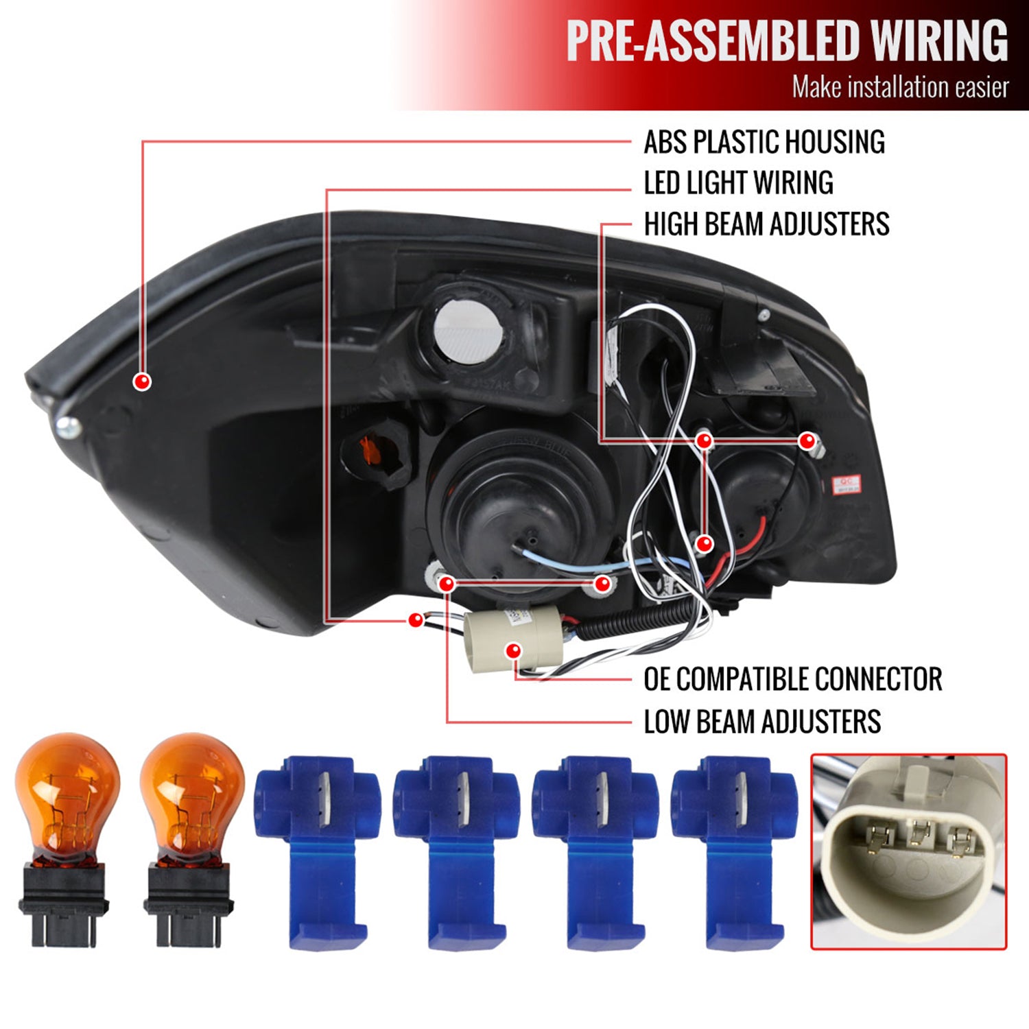 2005-2010 Chevy Cobalt Pontiac /Pursuit Dual Halo Projector Headlights Chrome