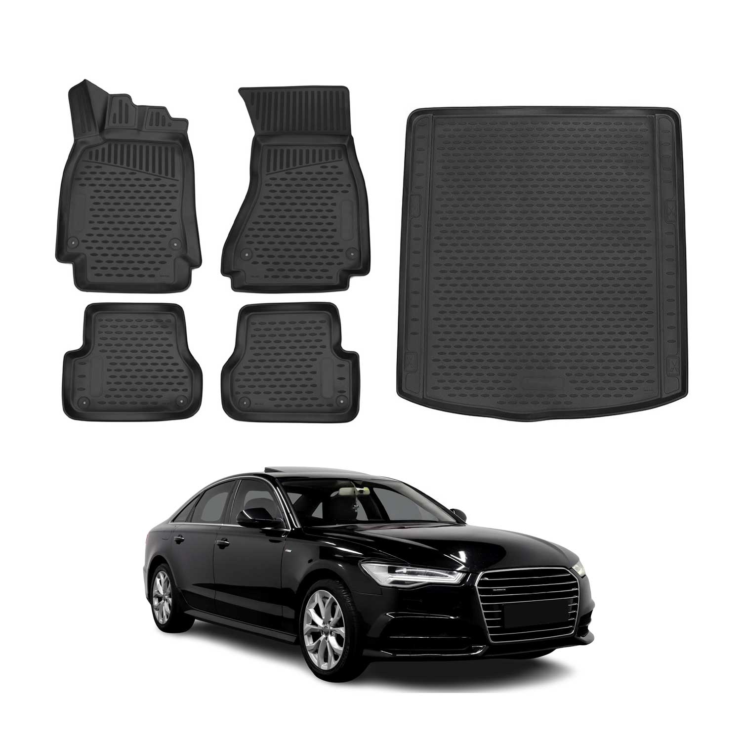 2012-2018 Audi A6 S6 Sedan Floor Mats & Cargo Liner Full Set All Weather Black