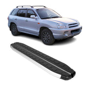 2007-2012 Hyundai Santa Fe Running Boards Side Steps Silver & Black