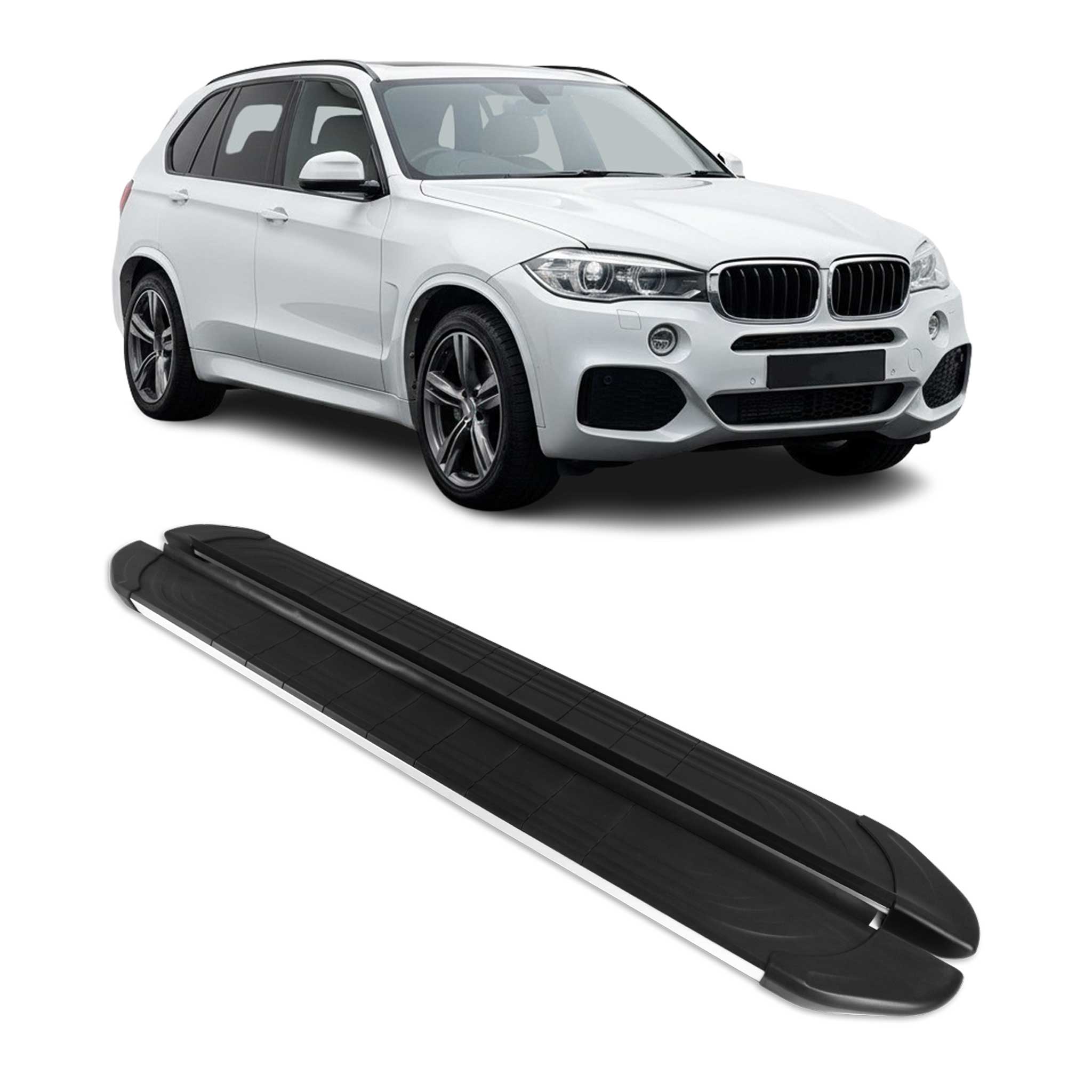 2014-2018 BMW X5 F15-F85 Running Boards Side Steps Silver & Black