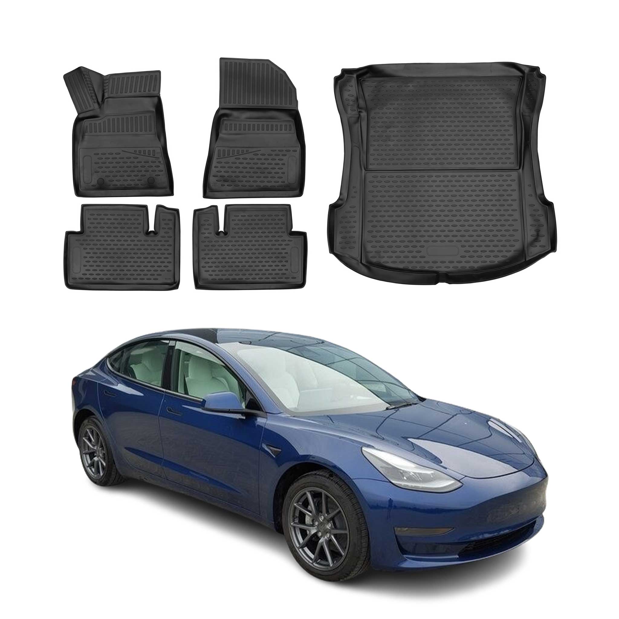 2017-2025 Tesla Model 3 Floor Mats & Cargo Liner Full Set Black