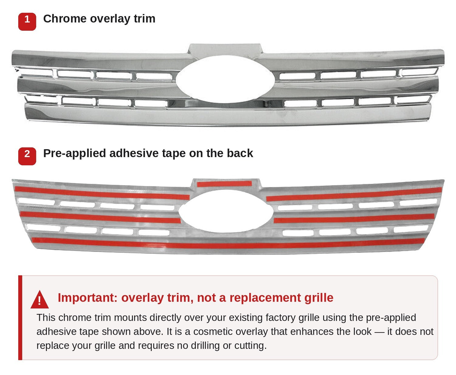 2010-2013 Ford Transit Connect Front Bumper Grill Trim Molding Stainless Steel