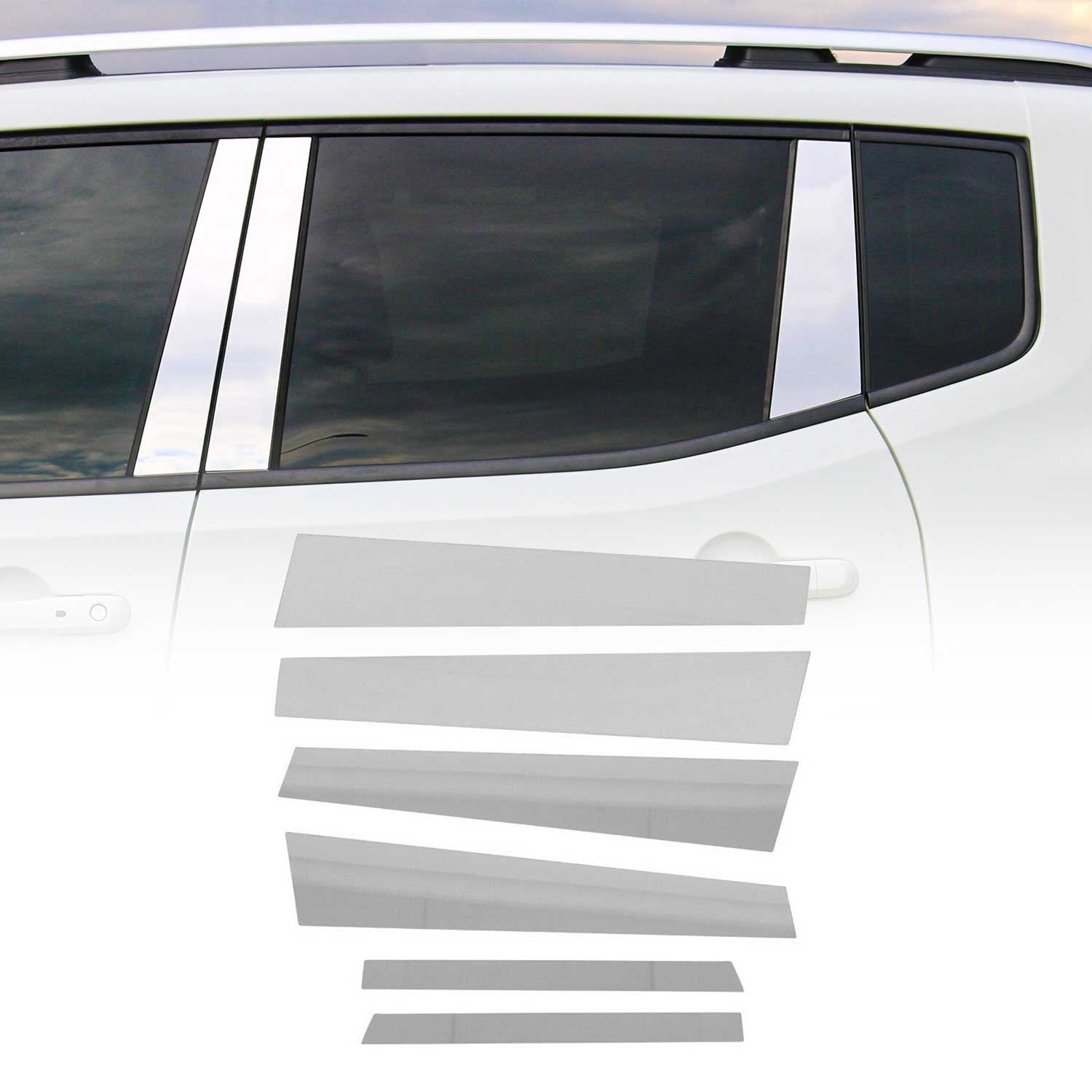 2004-2010 BMW 5 Series E60 M5 Sedan Window B Pillar Posts Door Trim Stainless Steel 6x
